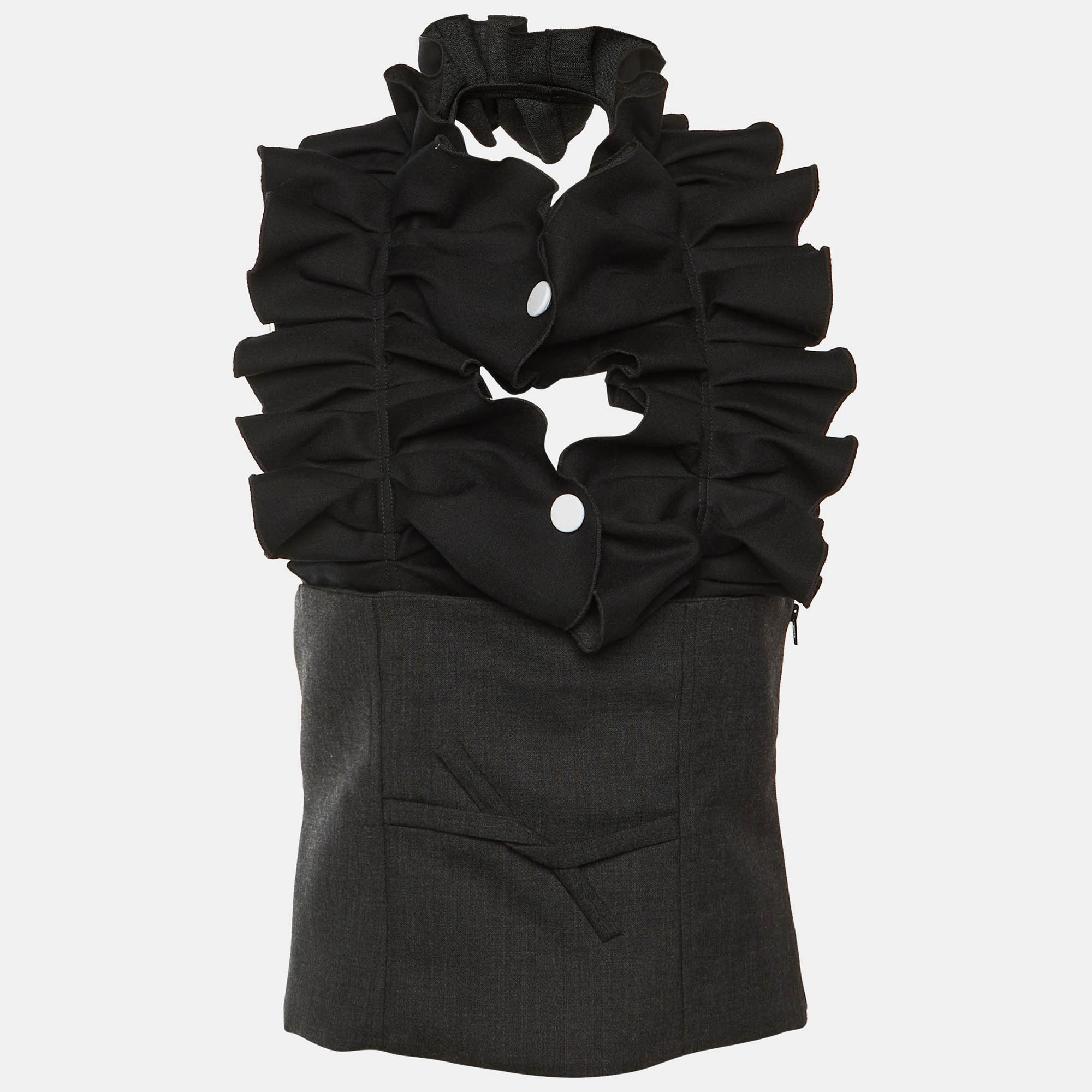 

Jacquemus L'amour D'un Gitan Black/Grey Wool Ruffle Detail Top M