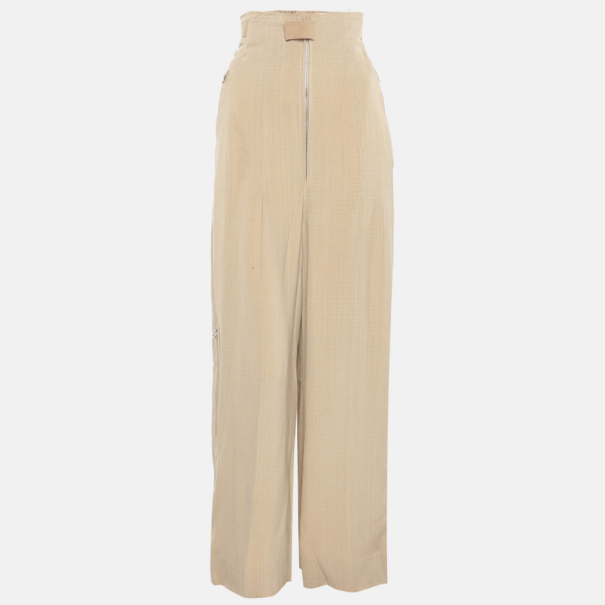 

Jacquemus Beige Silk Blend High Rise Le Papier Trousers S