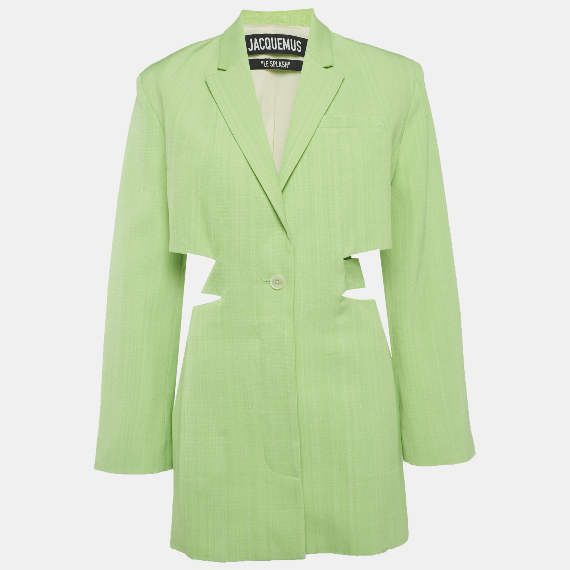 

Jacquemus Florescent Green Silk Blend Cut -Out Le Splash Bari Dress M