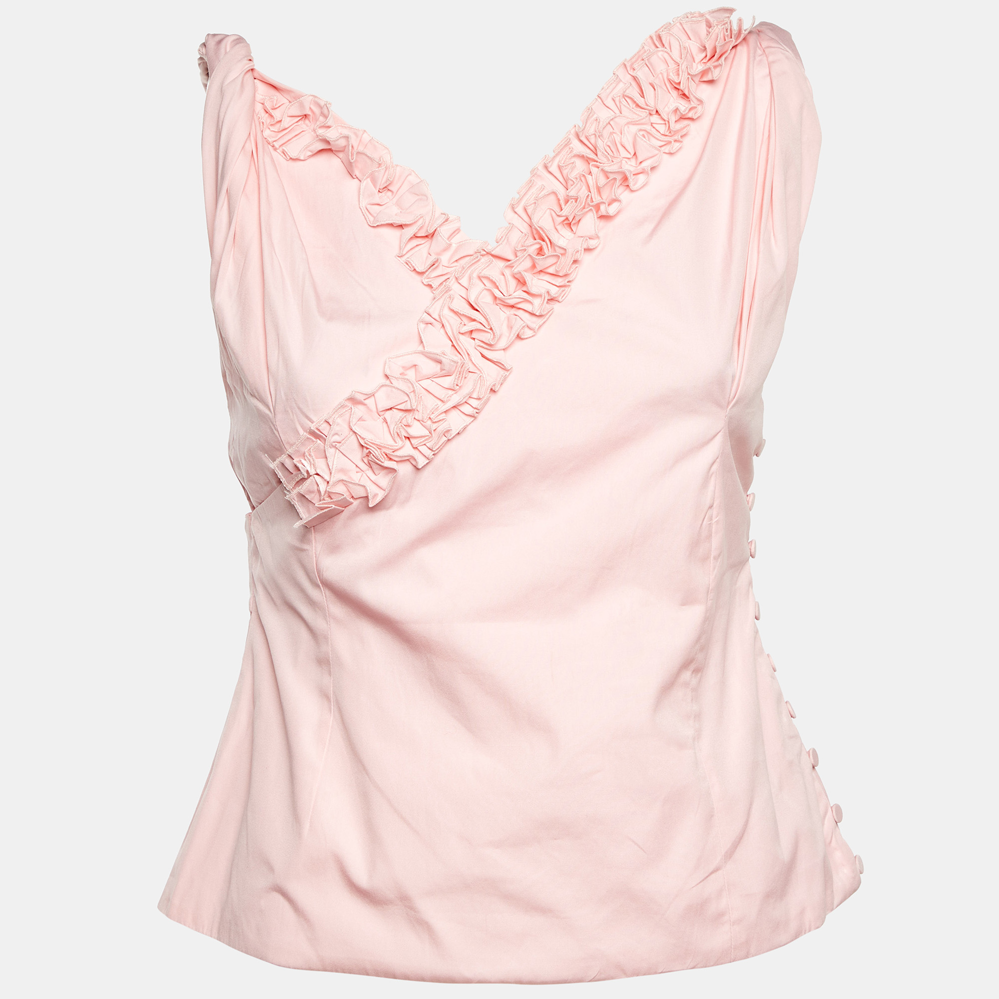 

Jacquemus Pink Cotton Le Haut Seville Ruffled Top M