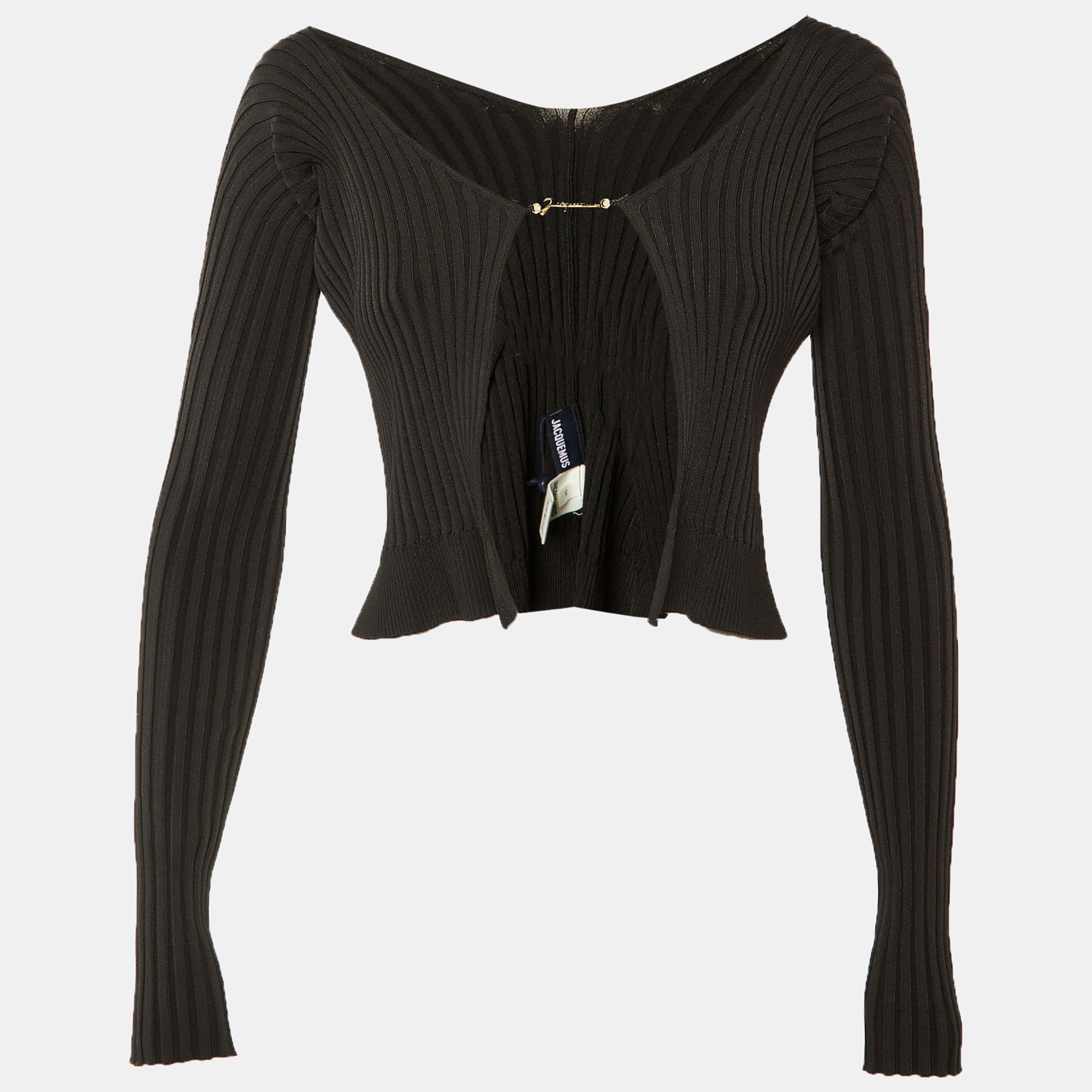 Pre-owned Jacquemus Black Rib Knit Log Detail La Maille Pralu Top Xs
