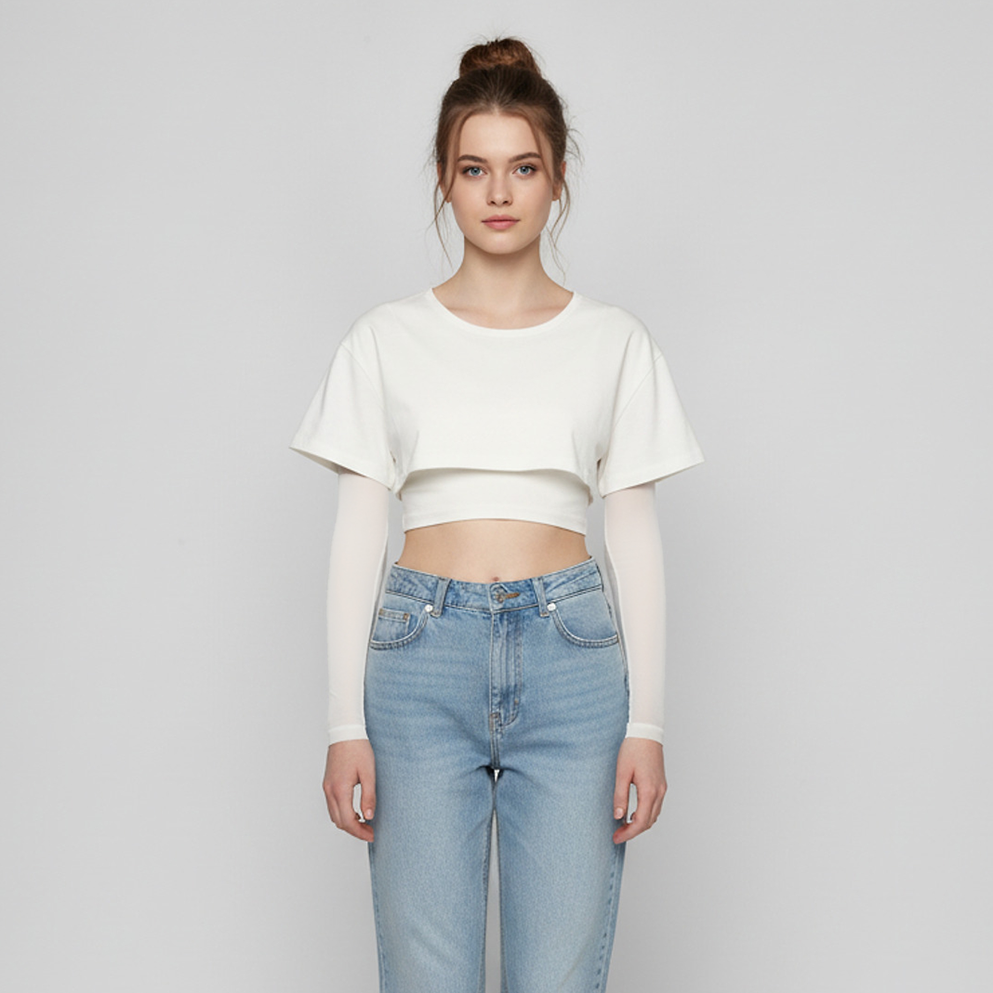 Jacquemus White Jersey Le Double Layered Crop Top S