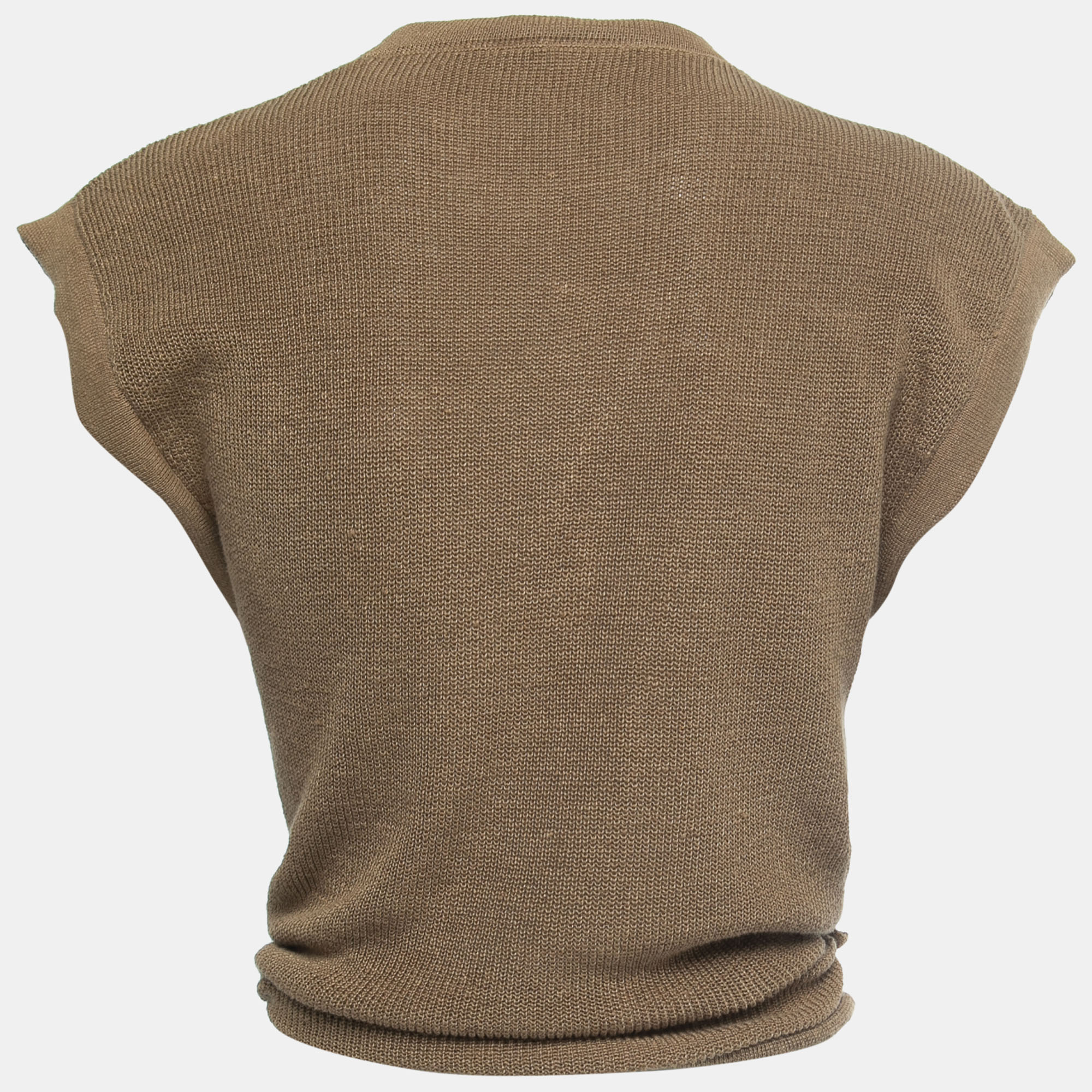 

Jacquemus Dark Beige Linen Knit Twisted Sleeveless Top