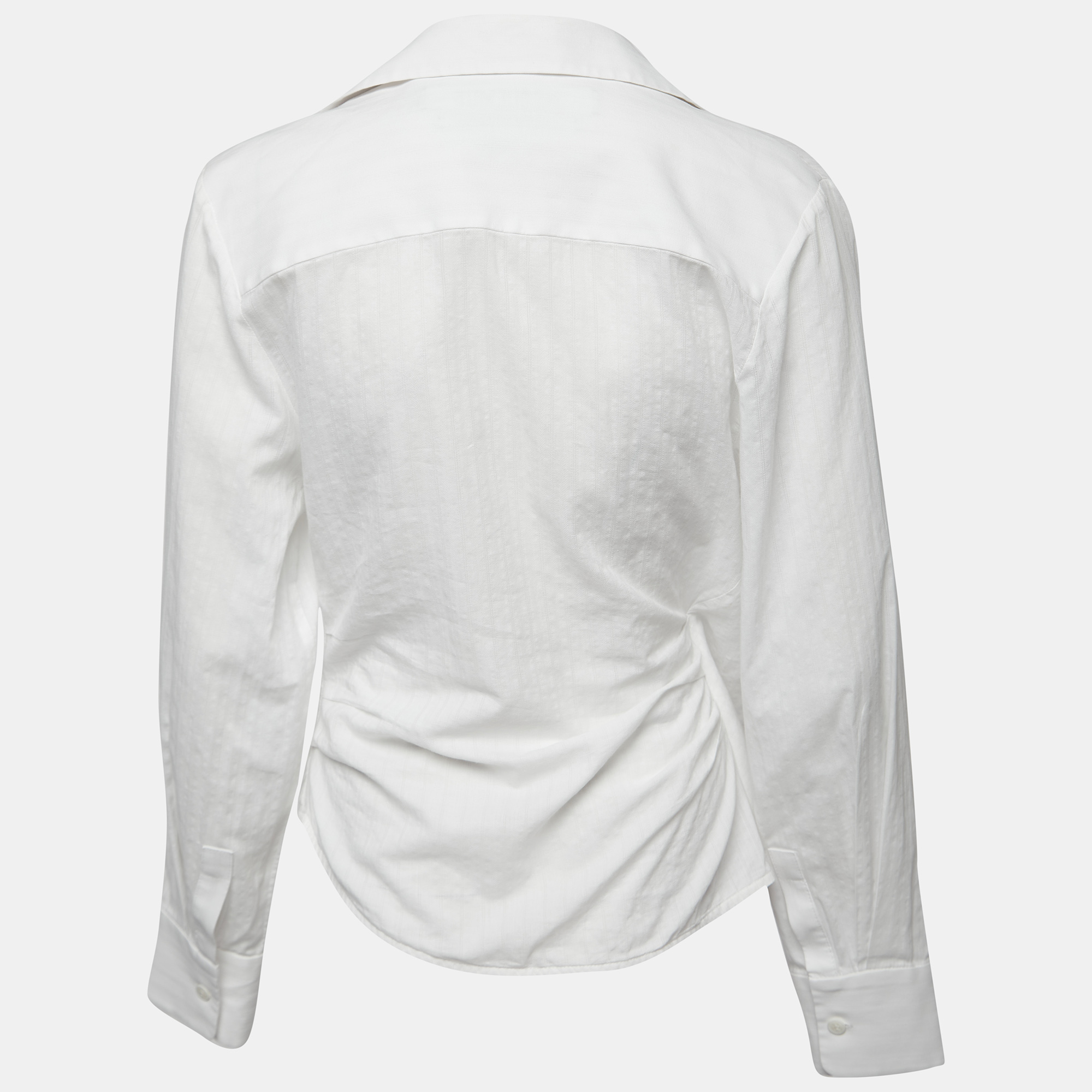 

Jacquemus White Cotton Tie Detailed Full Sleeve Cropped Shirt