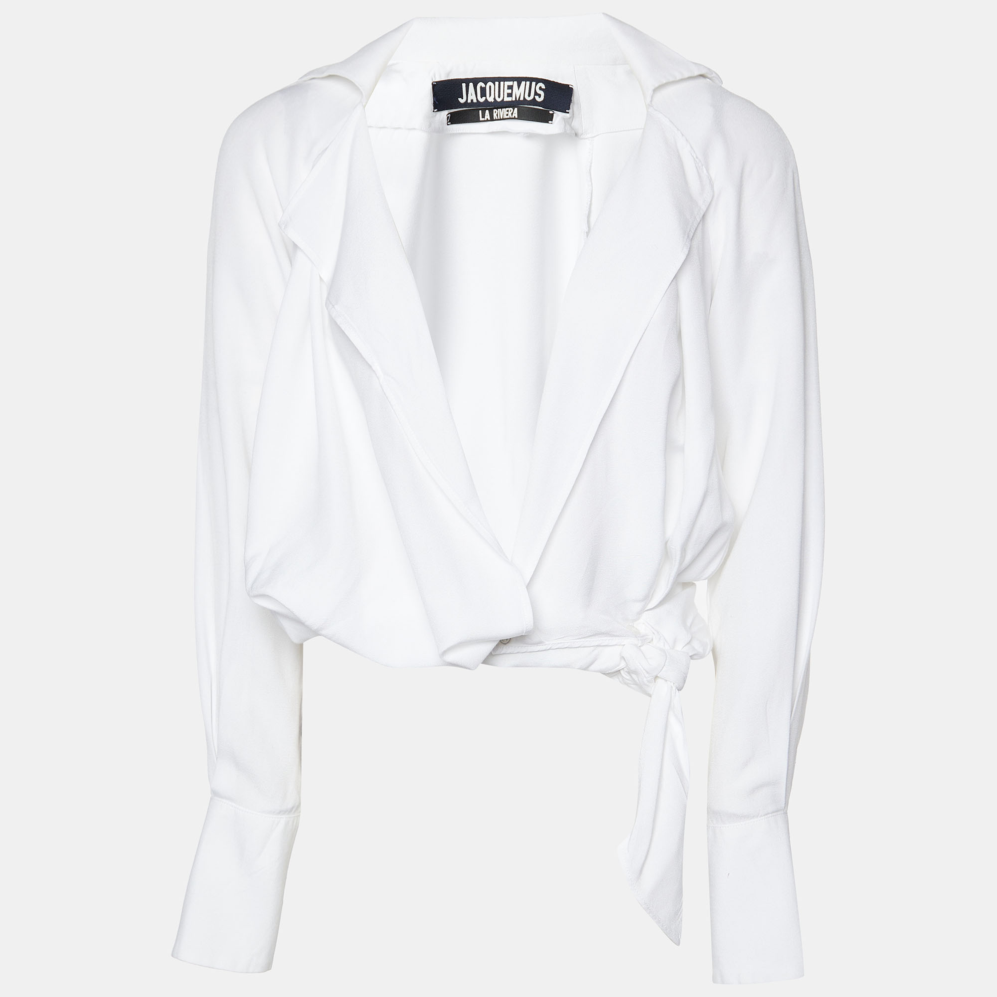 Pre-owned Jacquemus La Riviera White Tie Detail Wrapped Crop Top S