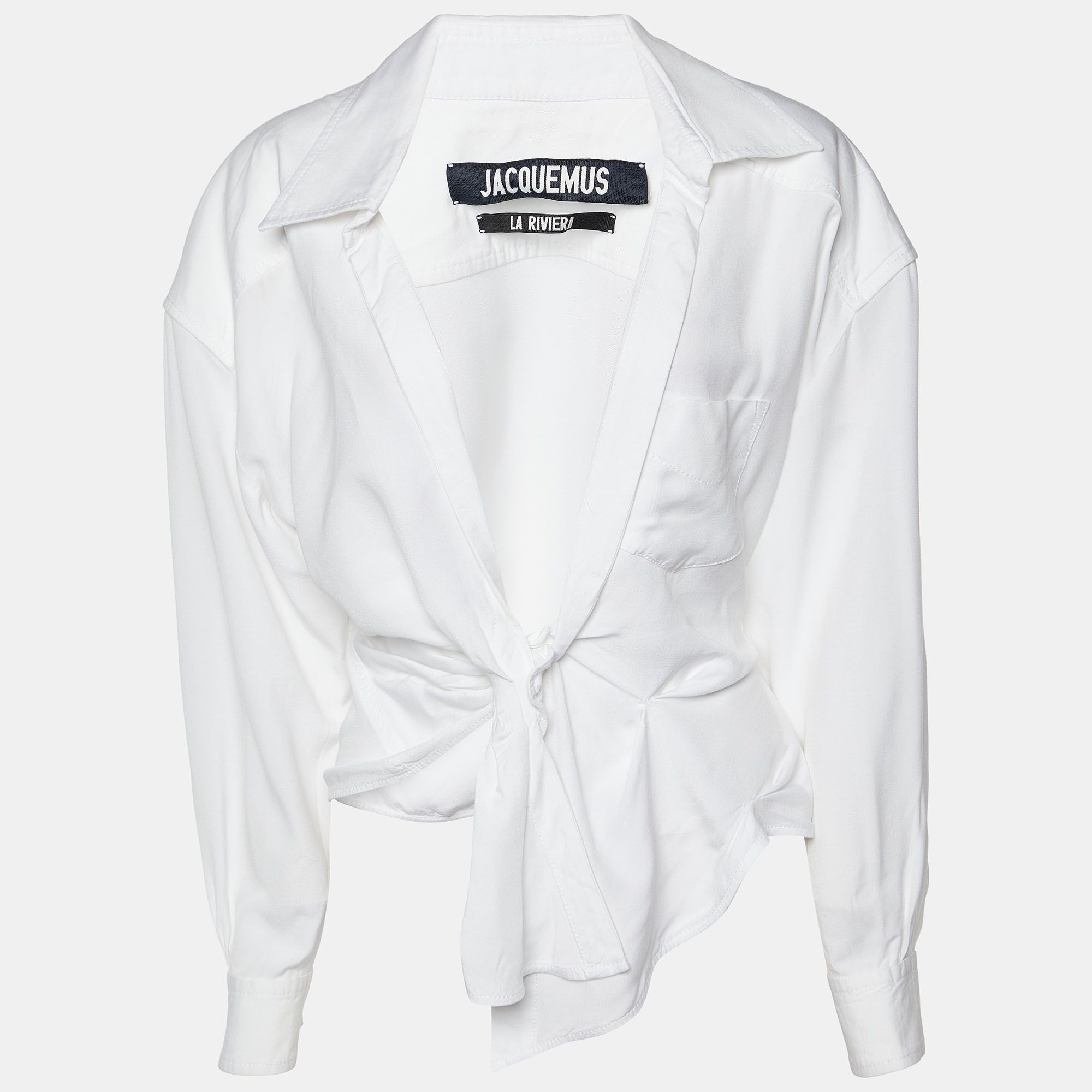 

Jacquemus La Riviera White Tie Front Full Sleeve Cropped Shirt