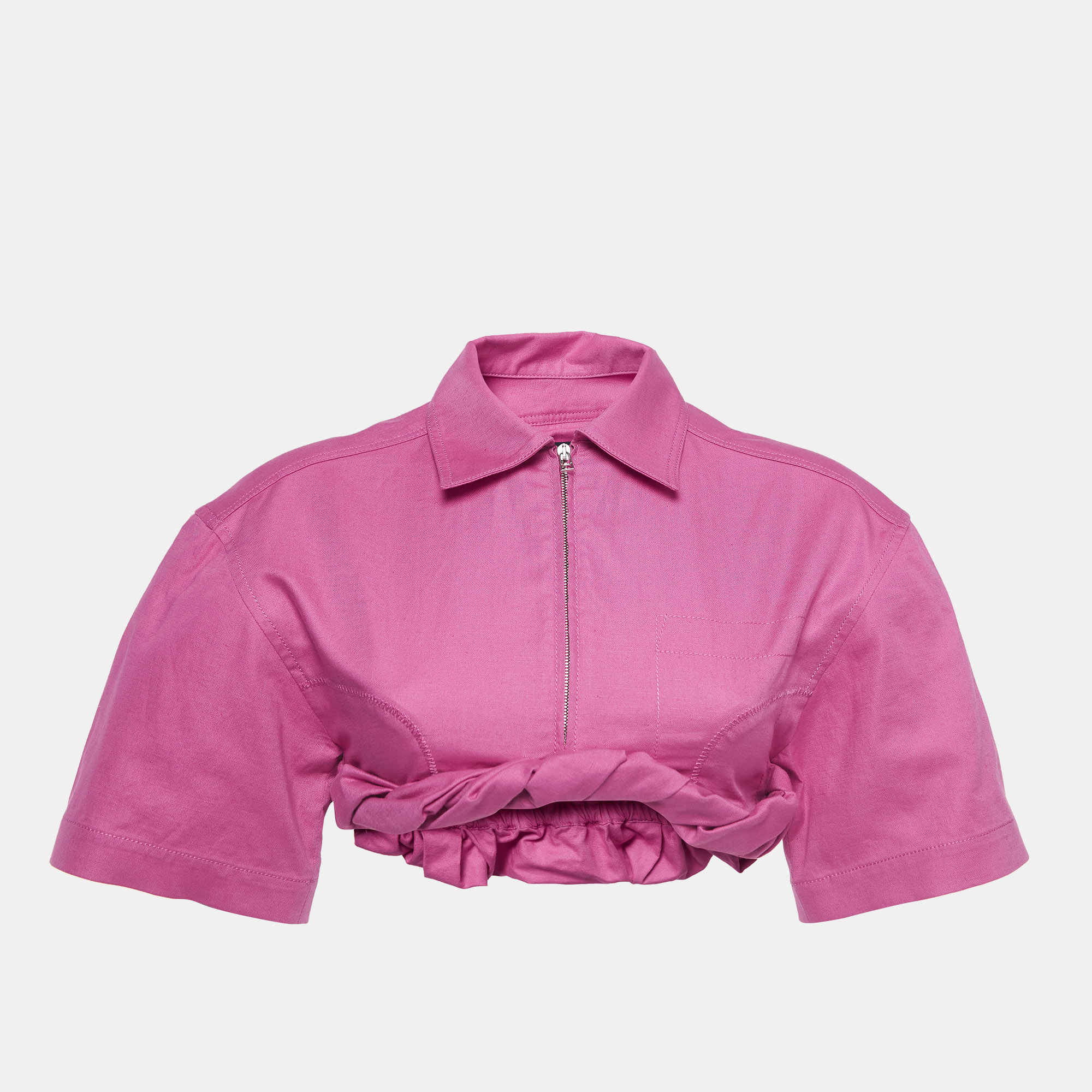 

Jacquemus La Chemise Pink Silpa Cotton Blend Crop Shirt S