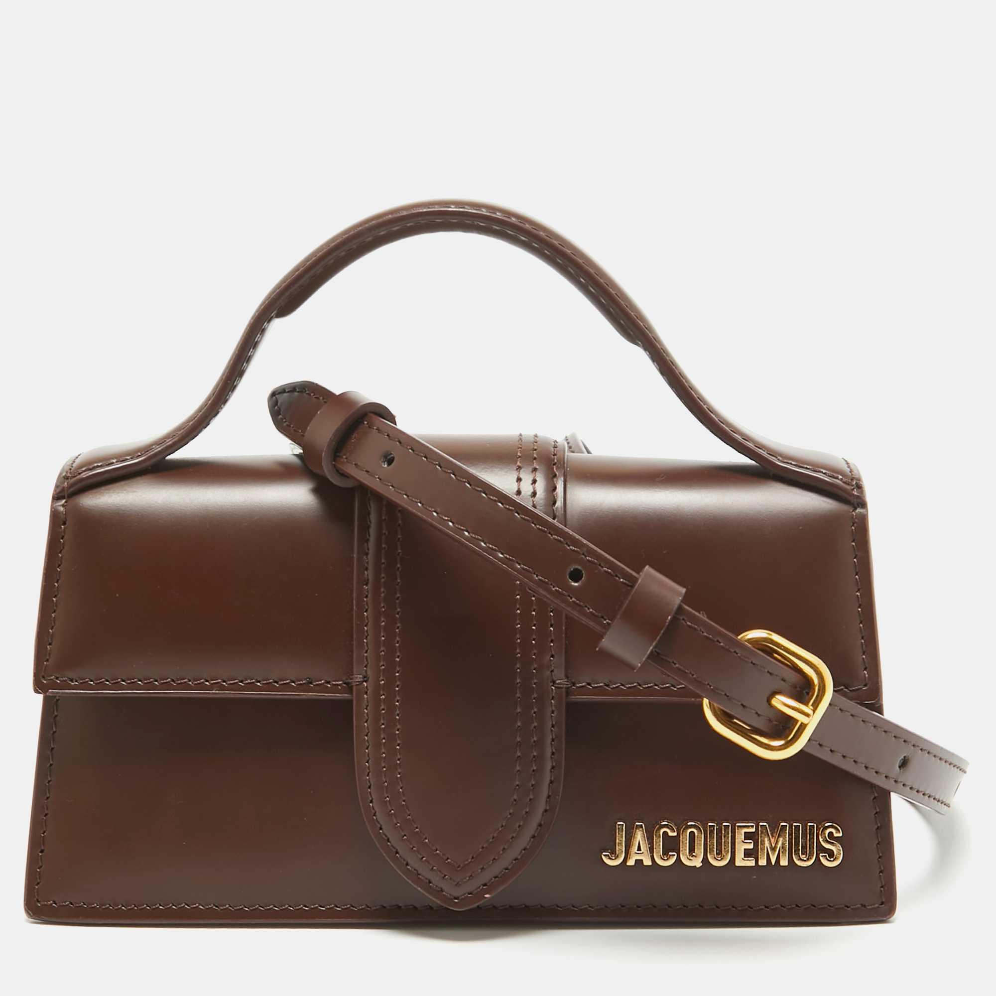 

Jacquemus Dark Brown Leather Mini Le Bambino Top Handle Bag