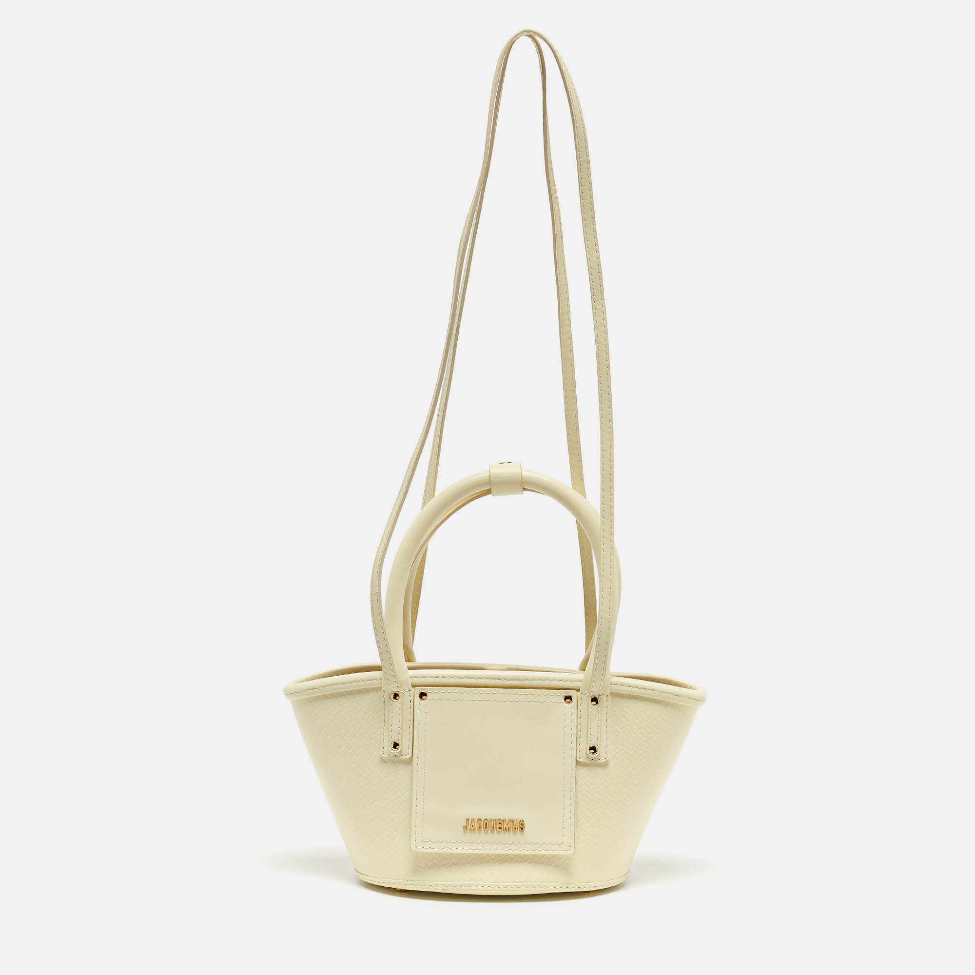 

Jacquemus Yellow Woven Embossed Leather Le Petit Panier Basket Tote