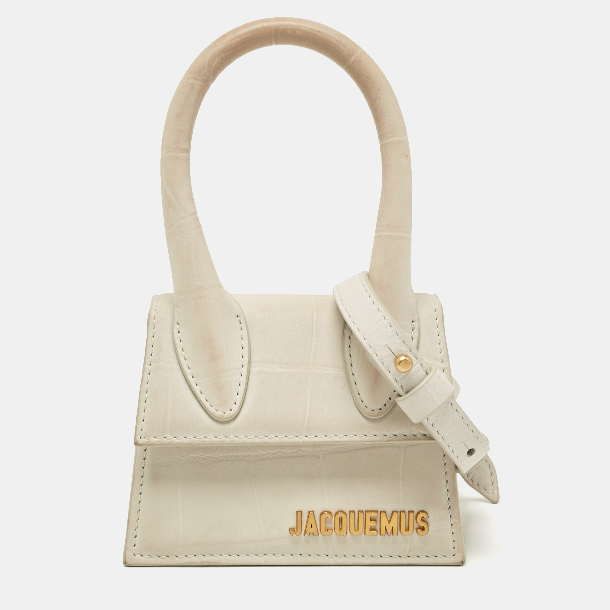 

Jacquemus Light Grey Nubuck Leather Mini Le Chiquito Top Handle Bag