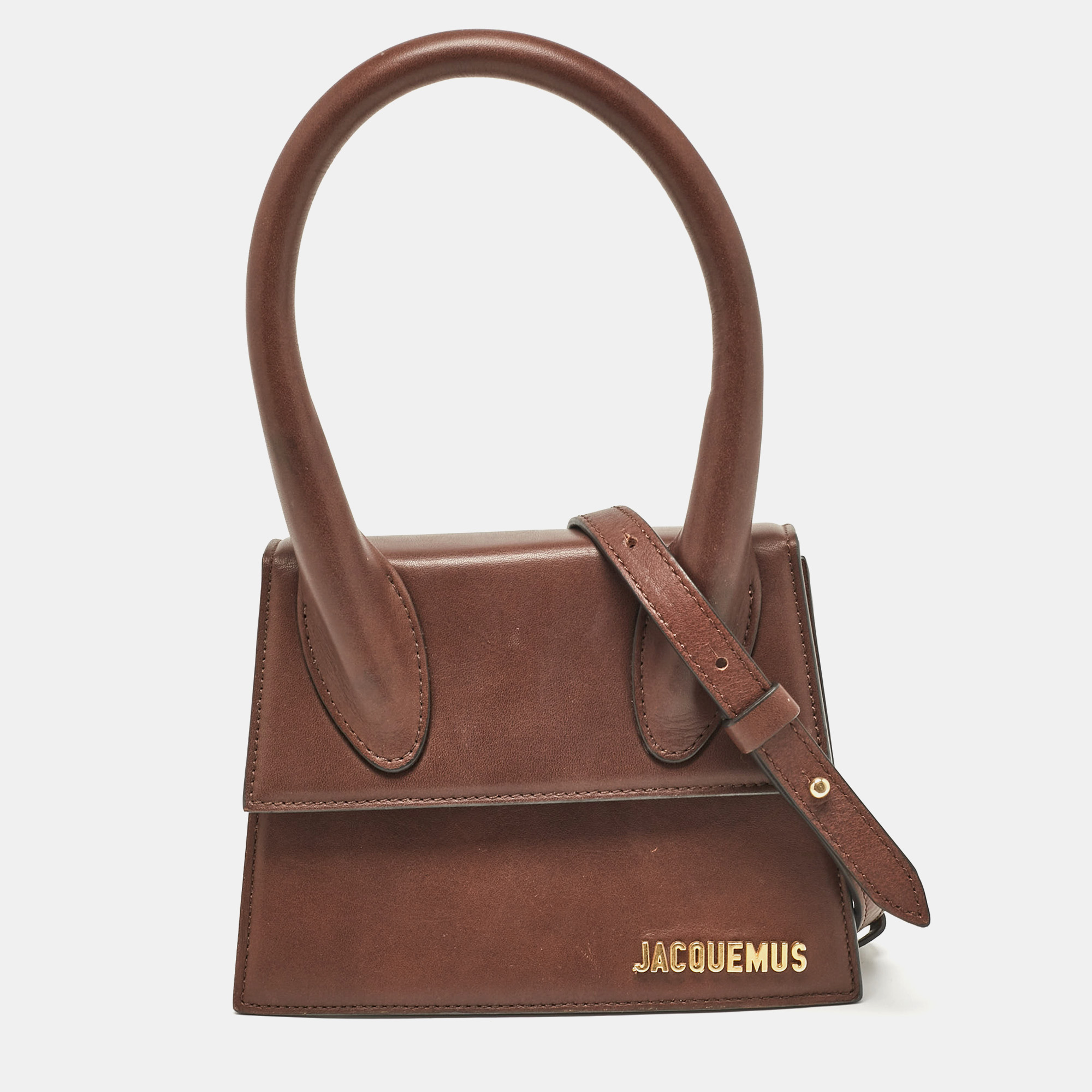 

Jacquemus Brown Leather Le Chiquito Moyen Top Handle Bag