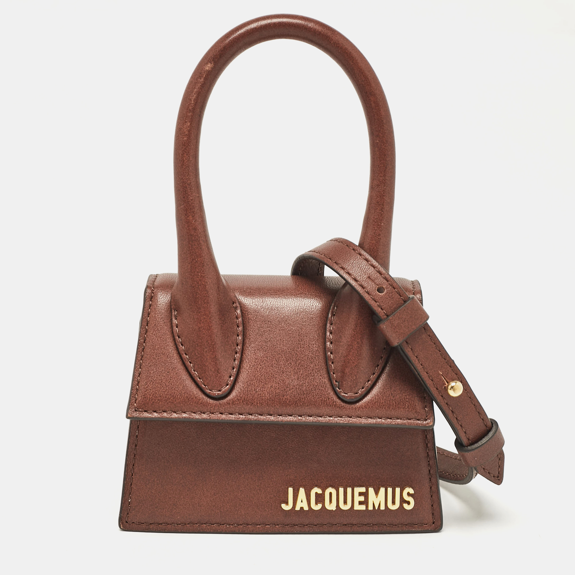 

Jacquemus Dark Brown Leather Mini Le Chiquito Top Handle Bag