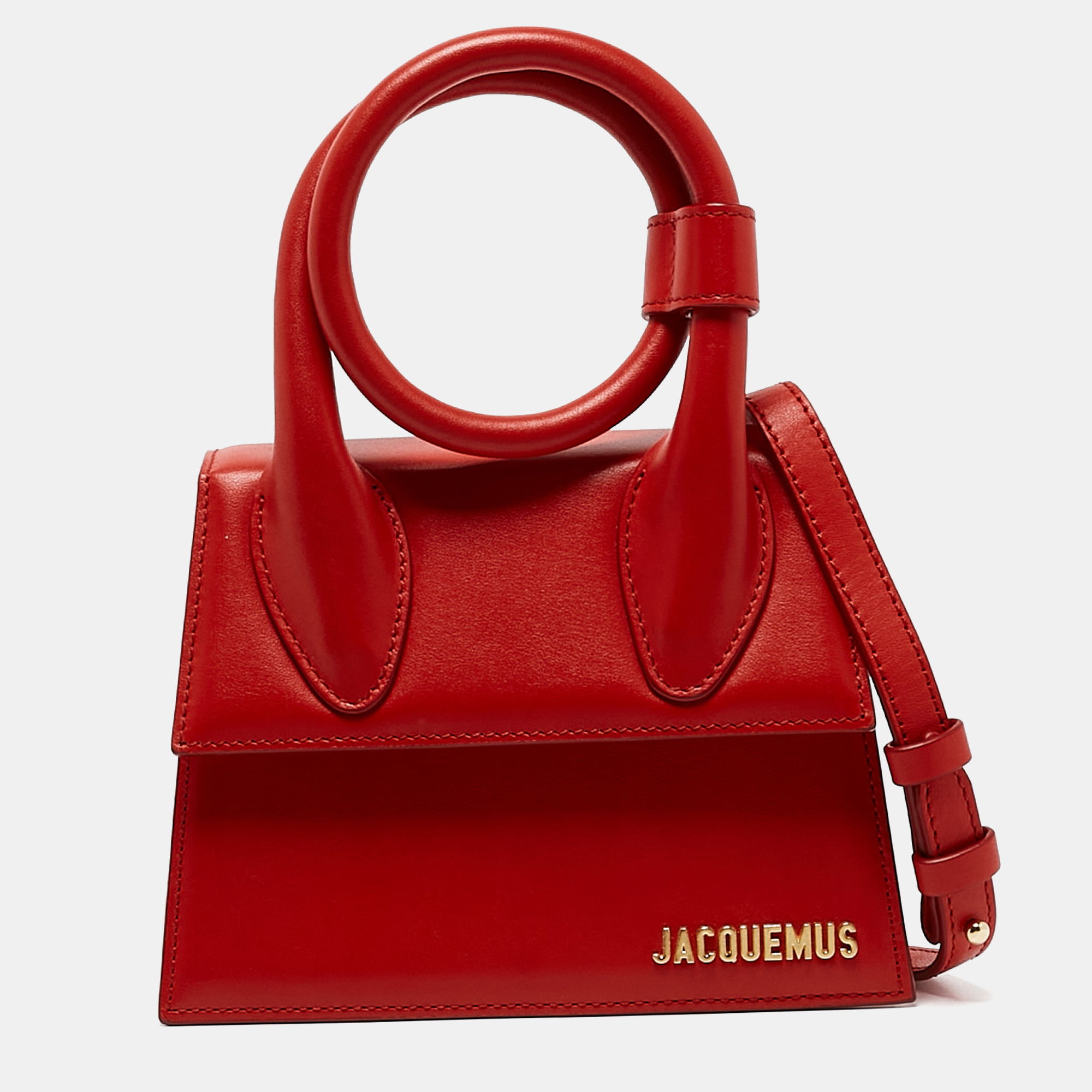 

Jacquemus Red Leather Le Chiquito Noeud Top Handle Bag