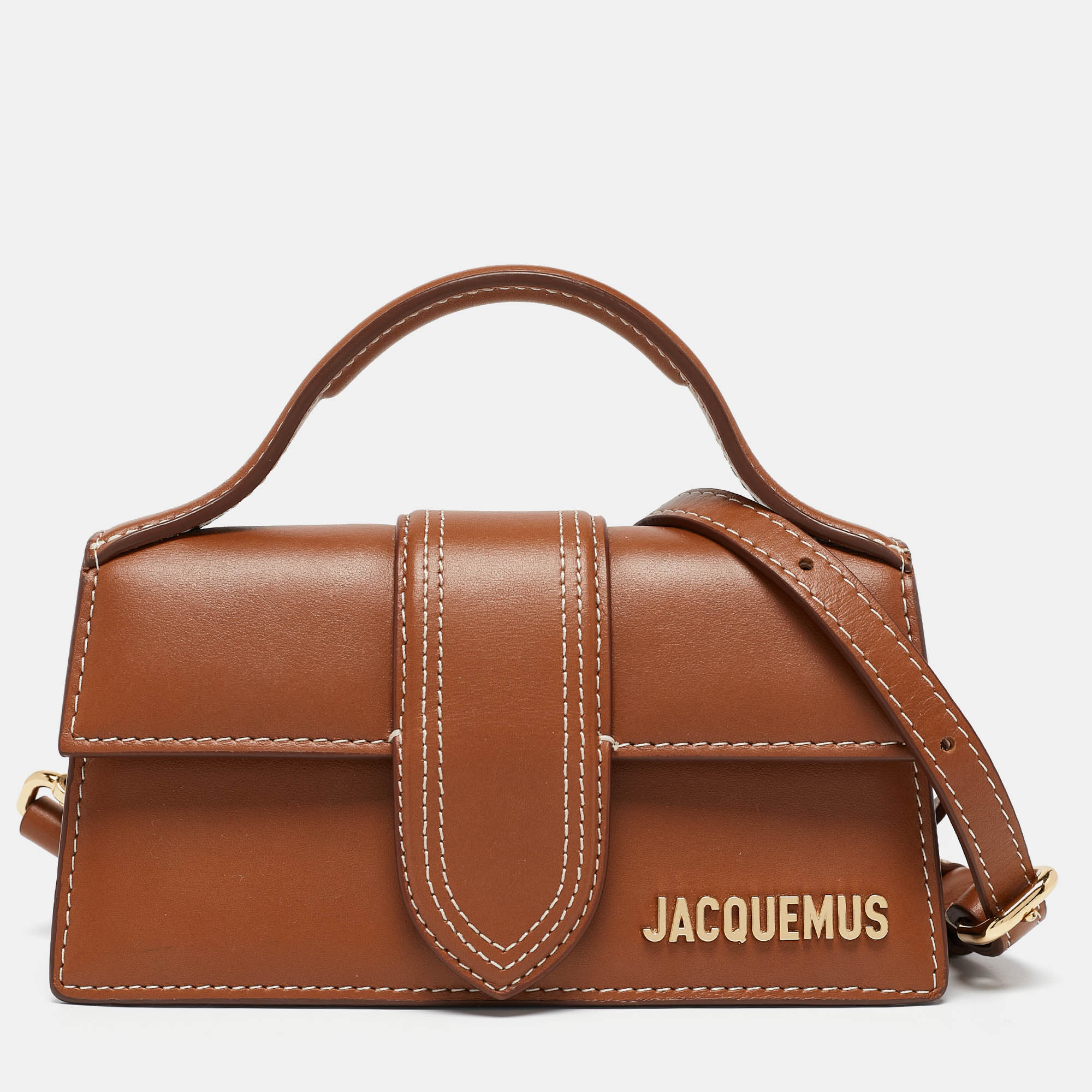 

Jacquemus Brown Leather Mini Le Bambino Top Handle Bag