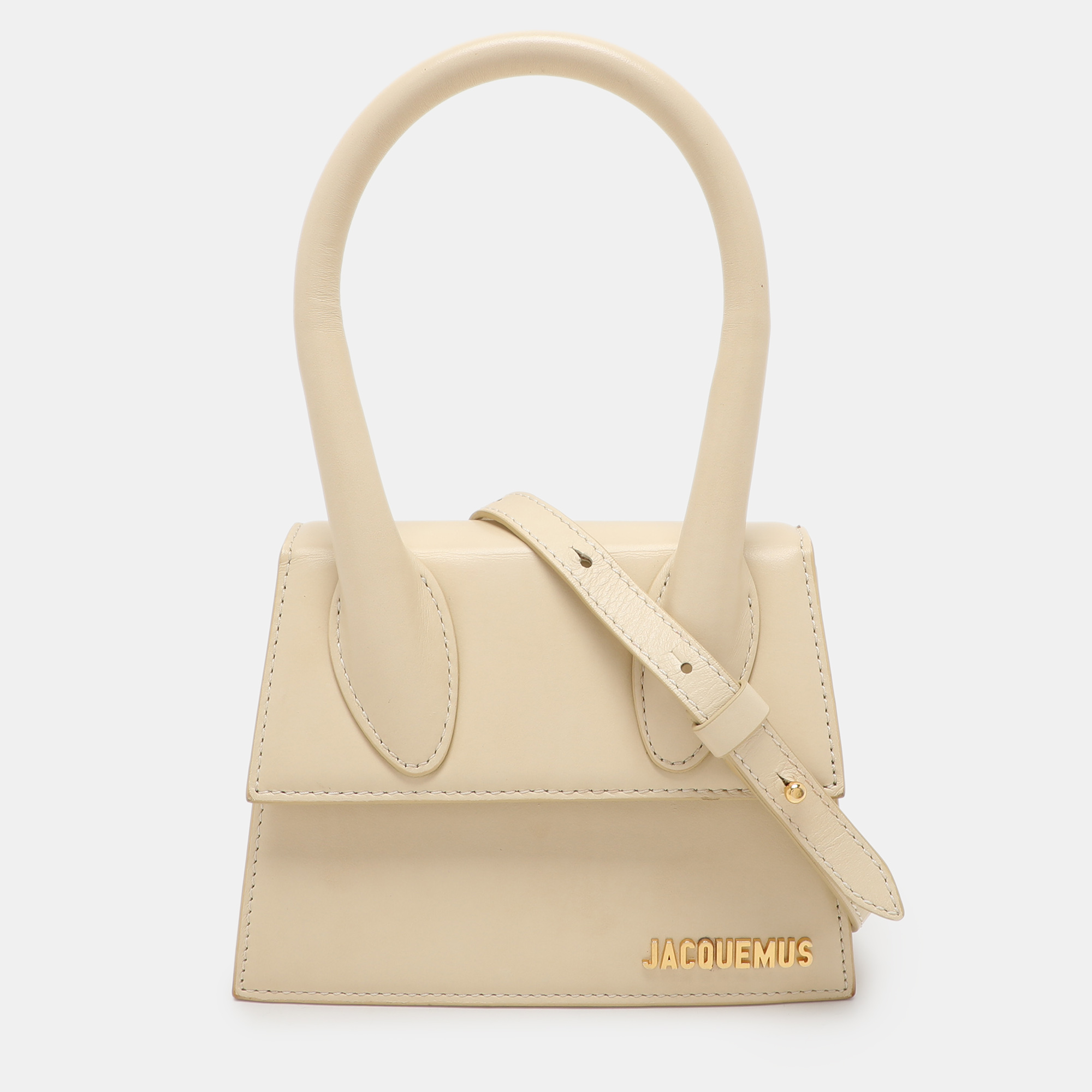 

Jacquemus Cream Leather Le Chiquito Moyen Top Handle Bag