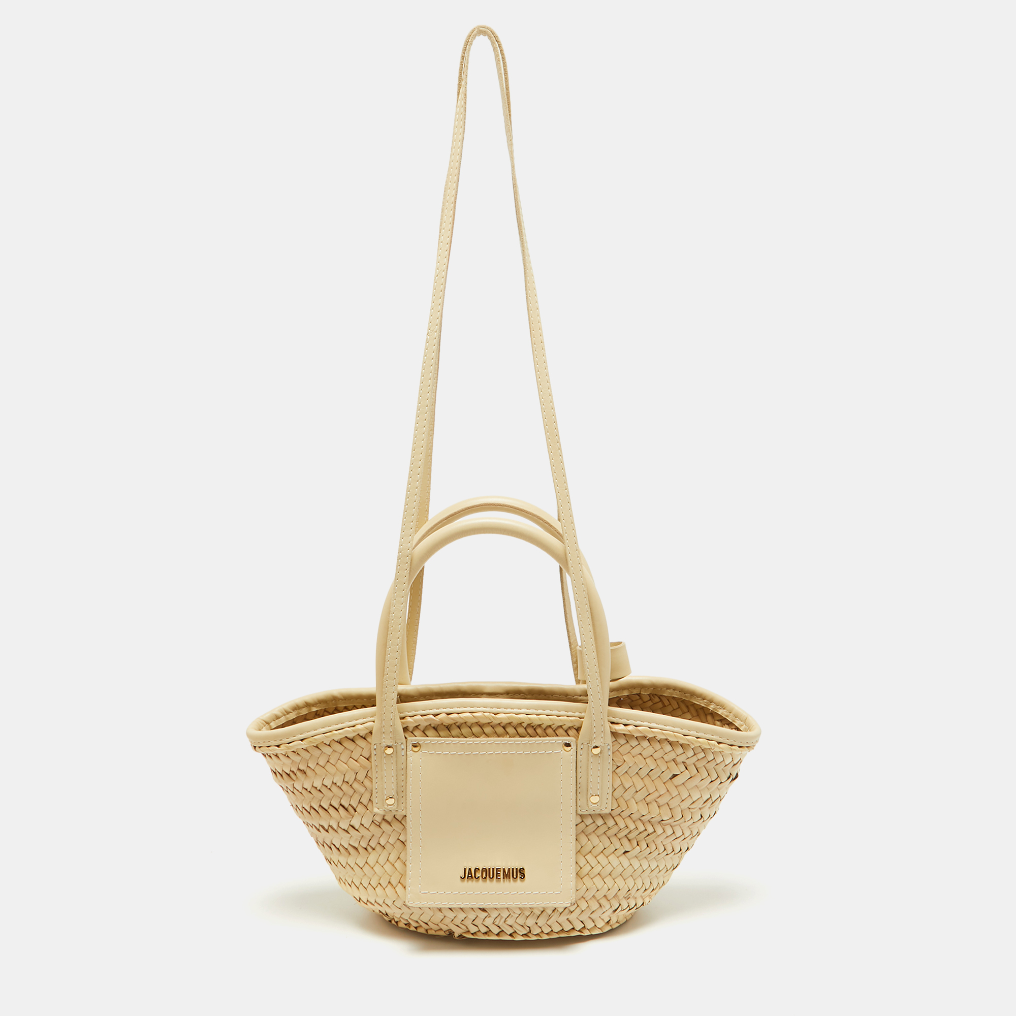 

Jacquemus Cream Raffia and Leather Le Petit Panier Soleil Basket Bag