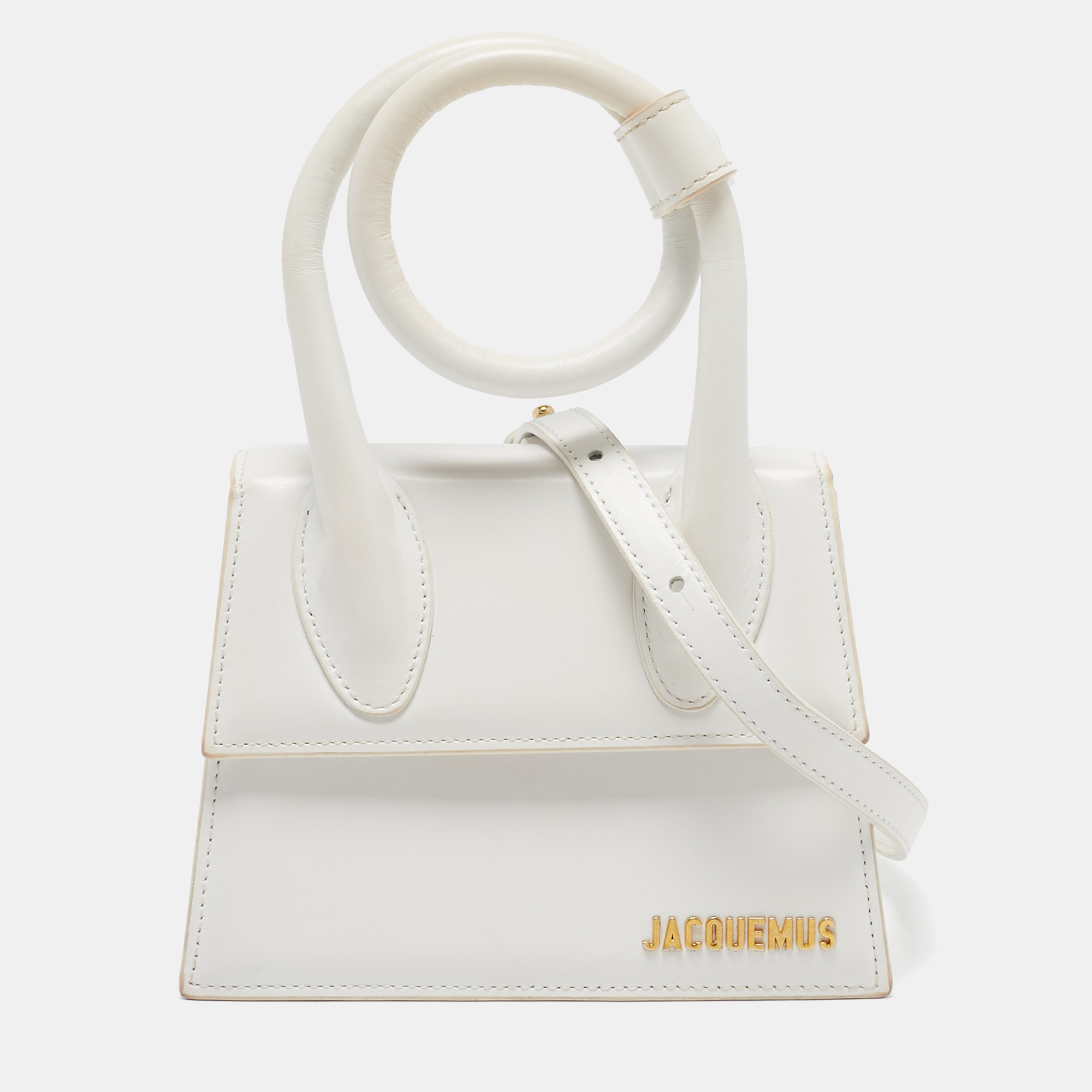 

Jacquemus White Leather Le Chiquito Noeud Top Handle Bag