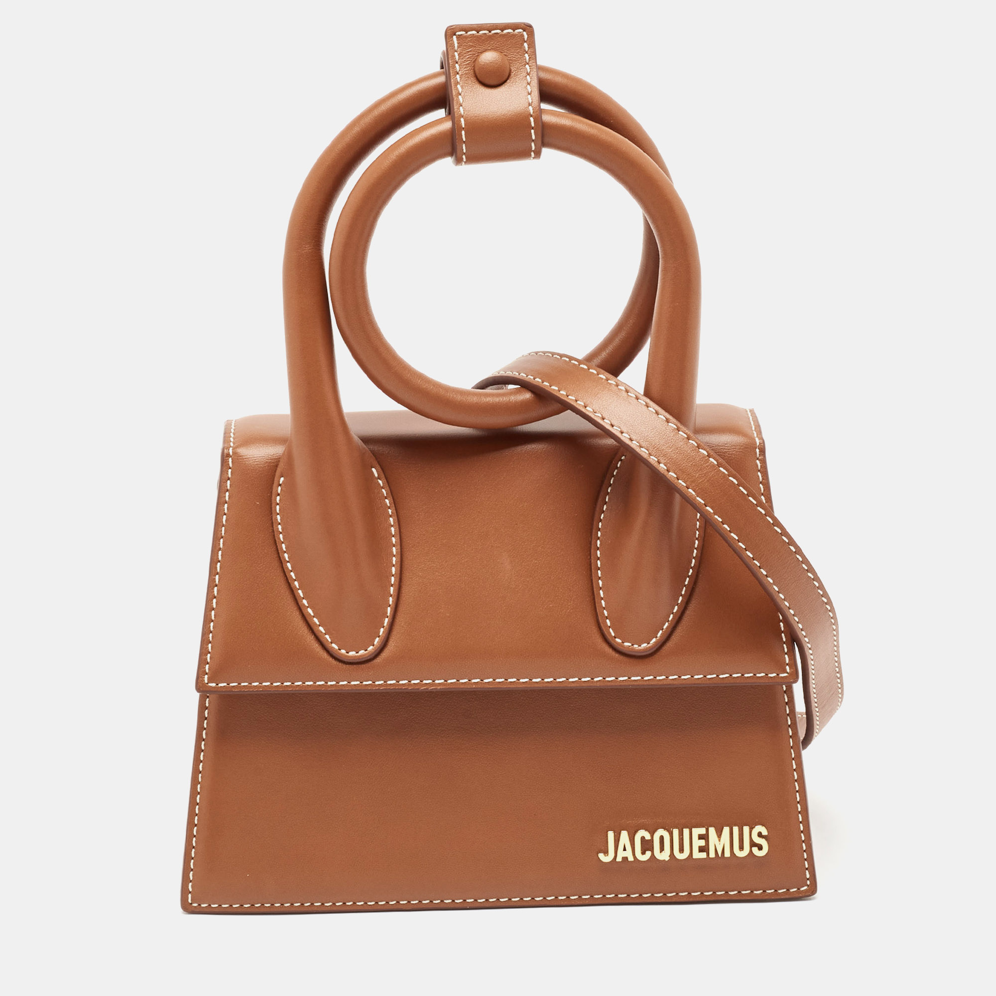 

Jacquemus Brown Leather Le Chiquito Noeud Top Handle Bag