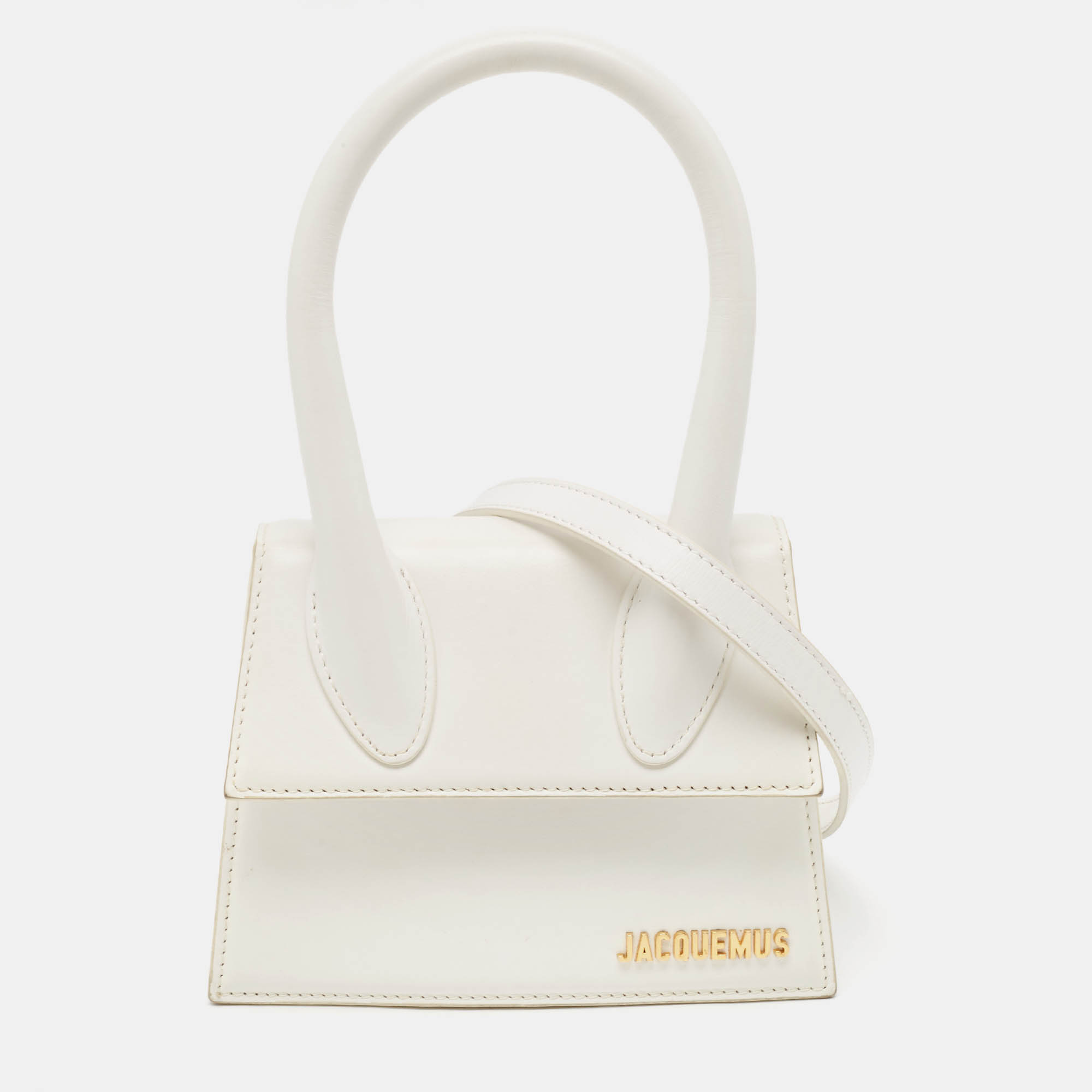 

Jacquemus White Leather Le Chiquito Moyen Top Handle Bag