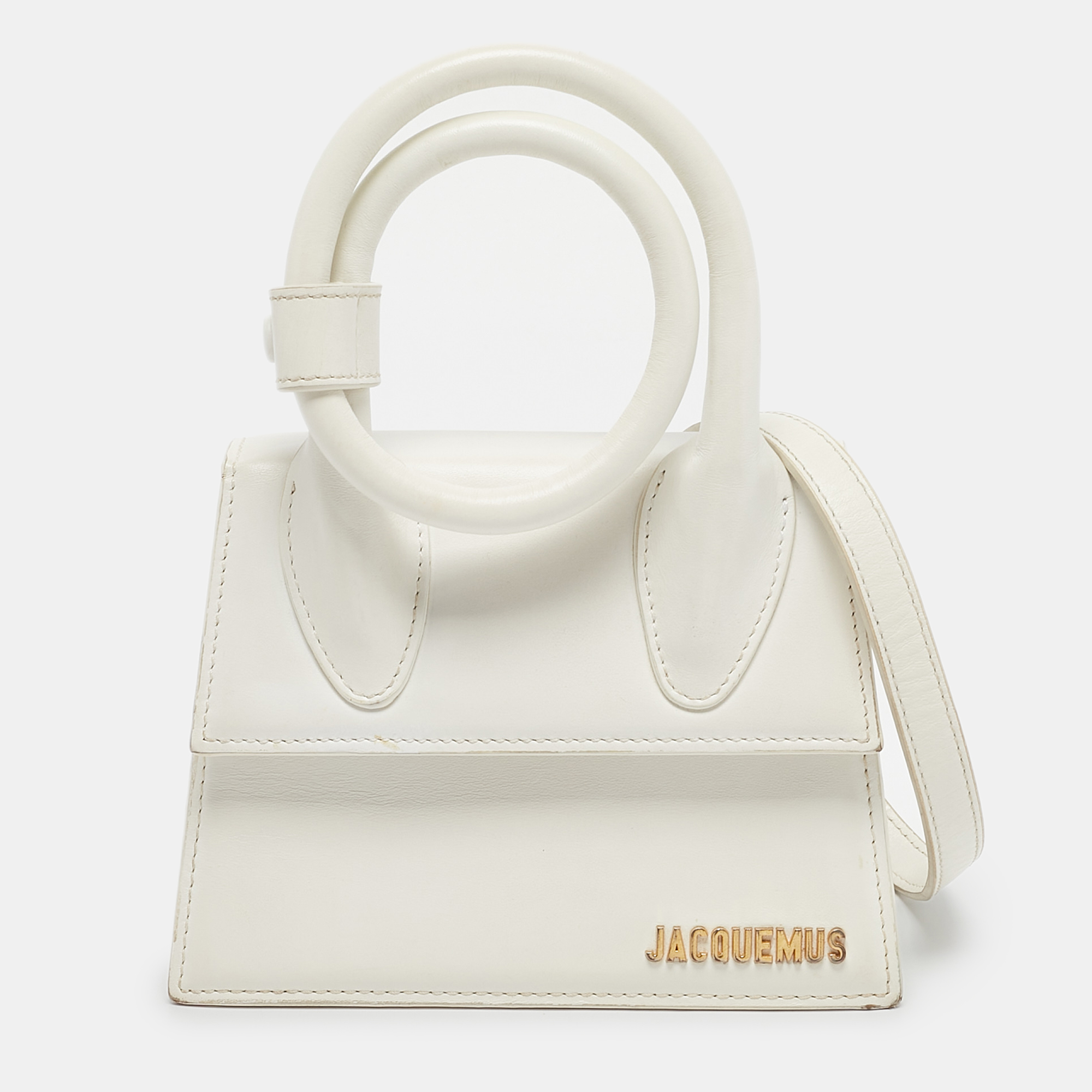 

Jacquemus White Leather Le Chiquito Noeud Top Handle Bag