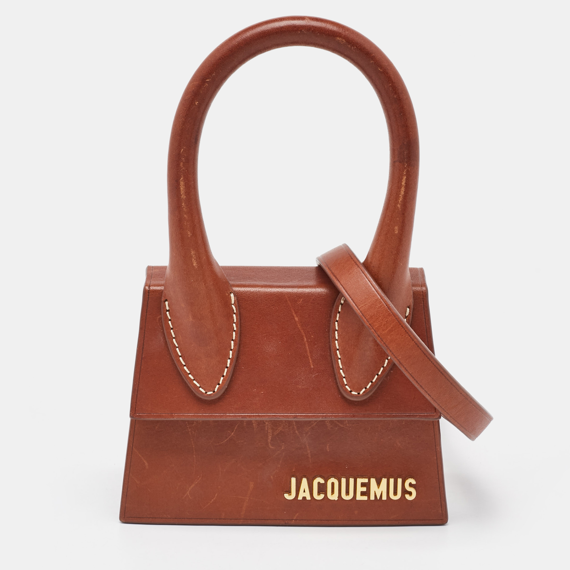 

Jacquemus Brown Leather Mini Le Chiquito Top Handle Bag