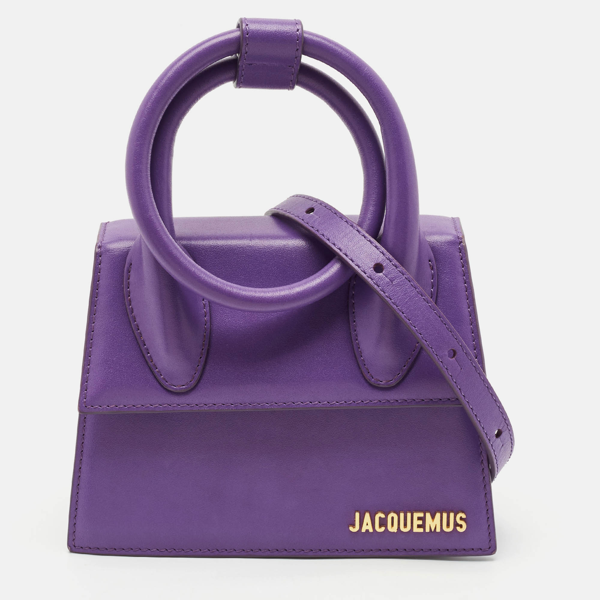 

Jacquemus Purple Leather Le Chiquito Noeud Top Handle Bag