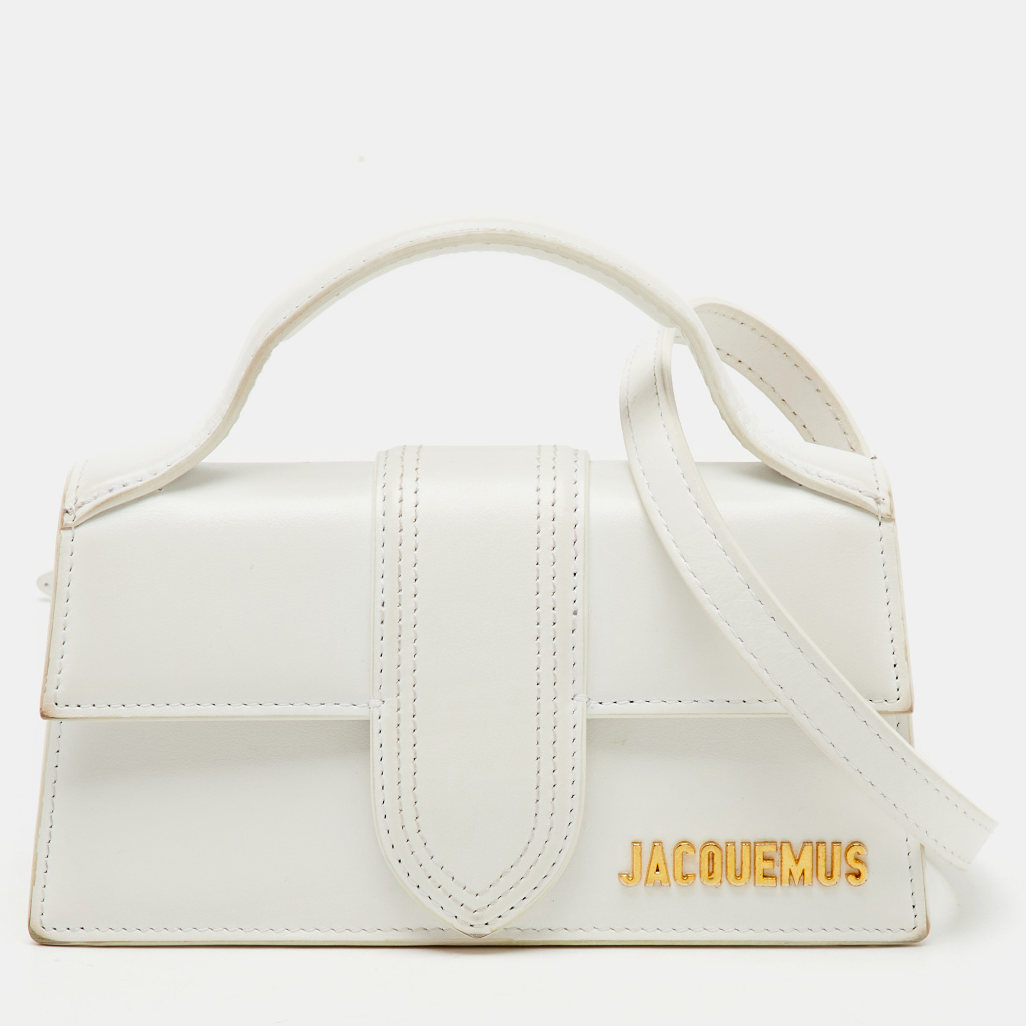 

Jacquemus White Leather The Bambino Les Classiques Top Handle Bag
