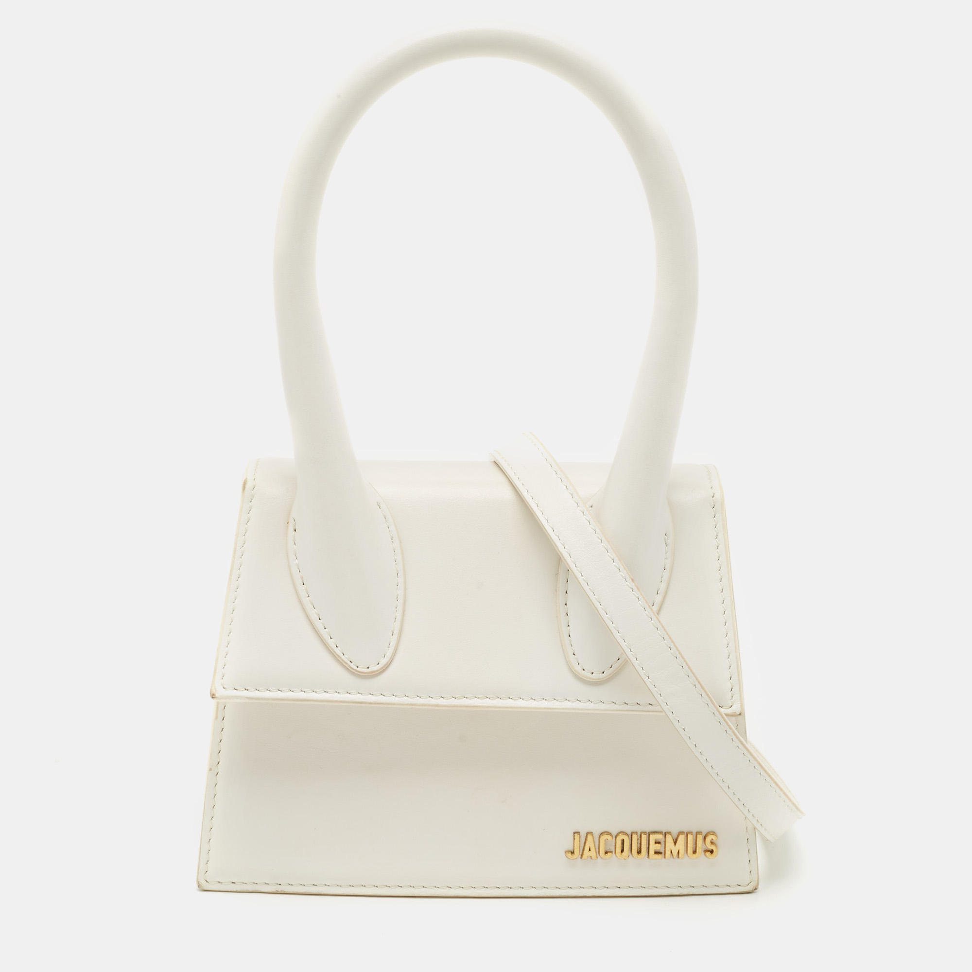 

Jacquemus White Leather Le Chiquito Moyen Top Handle Bag