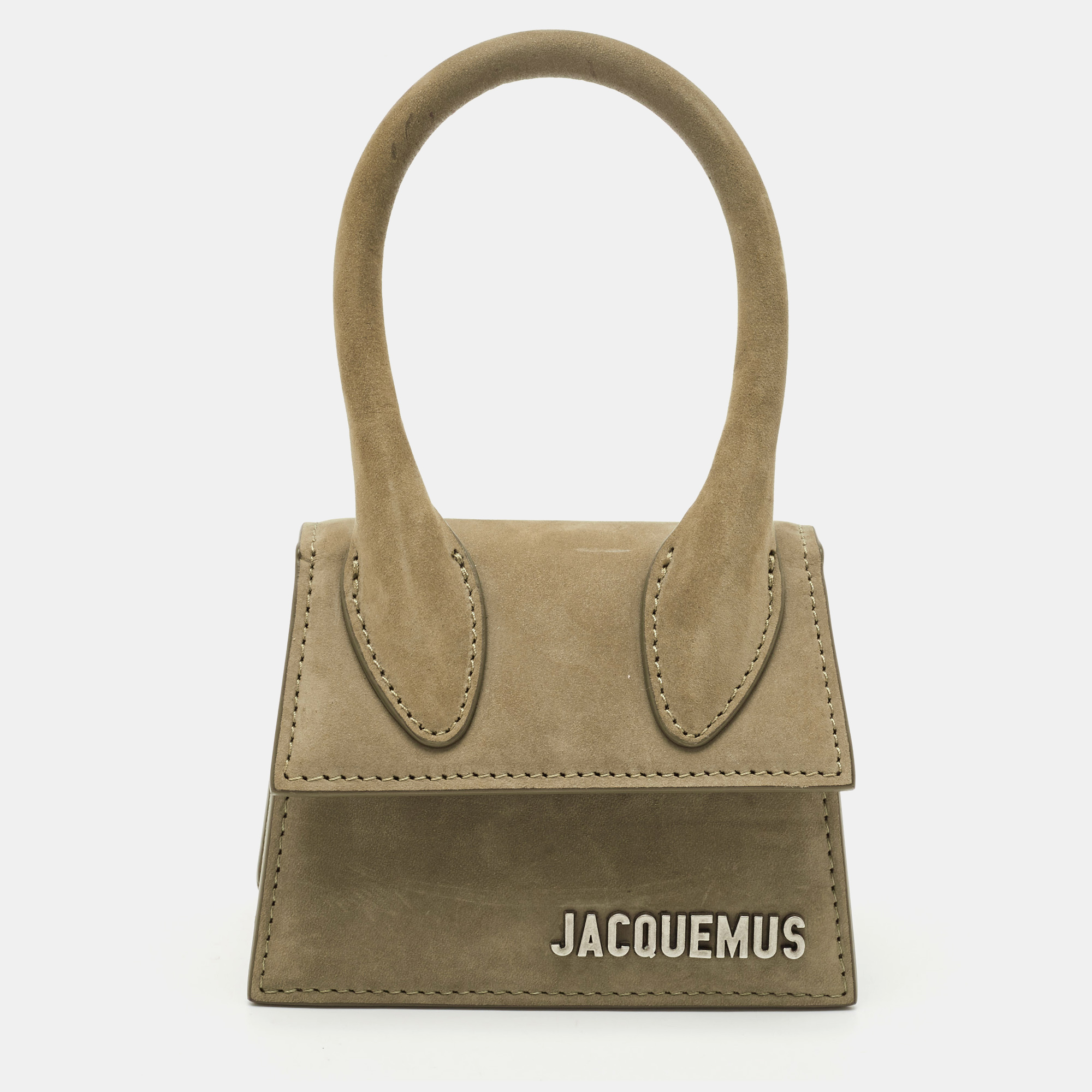 

Jacquemus Olive Green Nubuck Leather Mini Le Chiquito Top Handle Bag