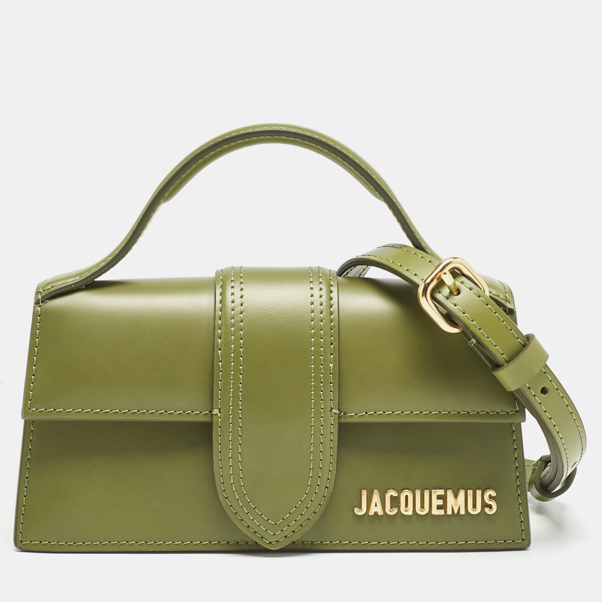 

Jacquemus Olive Green Leather The Bambino Les Classiques Top Handle Bag