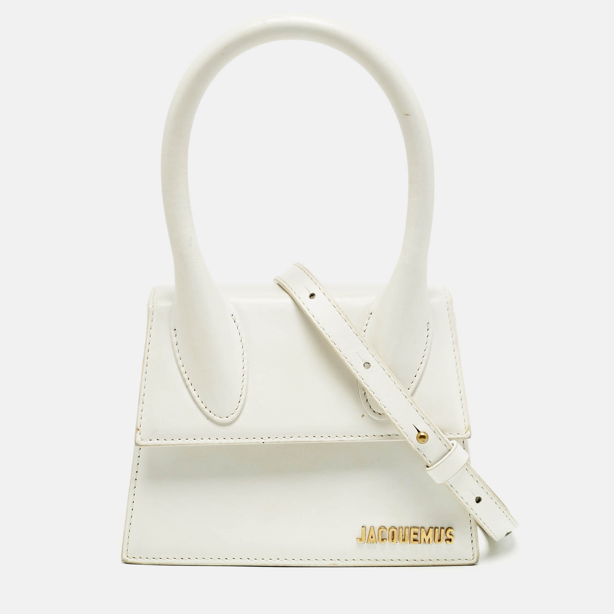

Jacquemus White Leather Le Chiquito Moyen Top Handle Bag