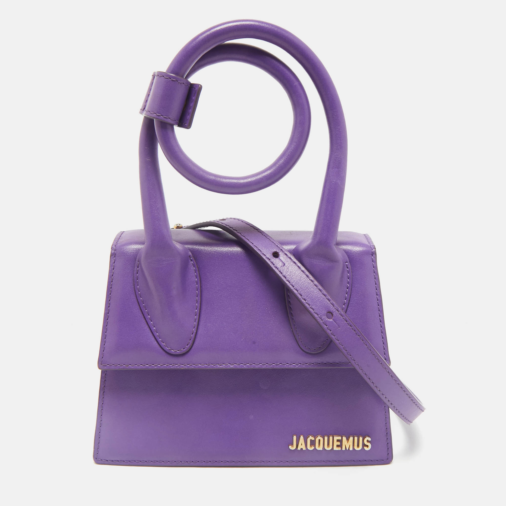 

Jacquemus Purple Leather Le Chiquito Noeud Top Handle Bag