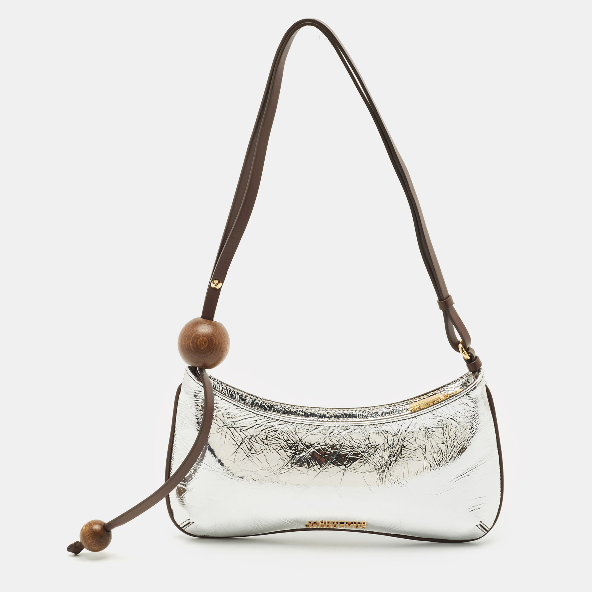 

Jacquemus Silver Laminated Leather Le Bisou Perle Shoulder Bag