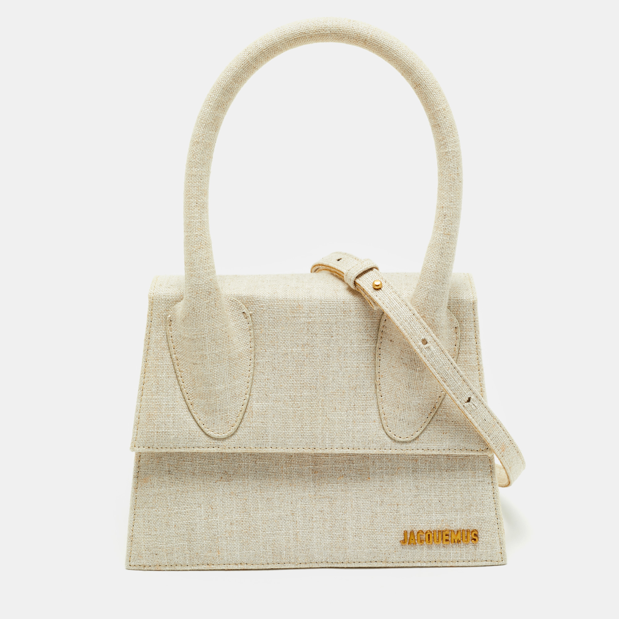Pre-owned Jacquemus Beige Canvas Grand Le Chiquito Top Handle Bag