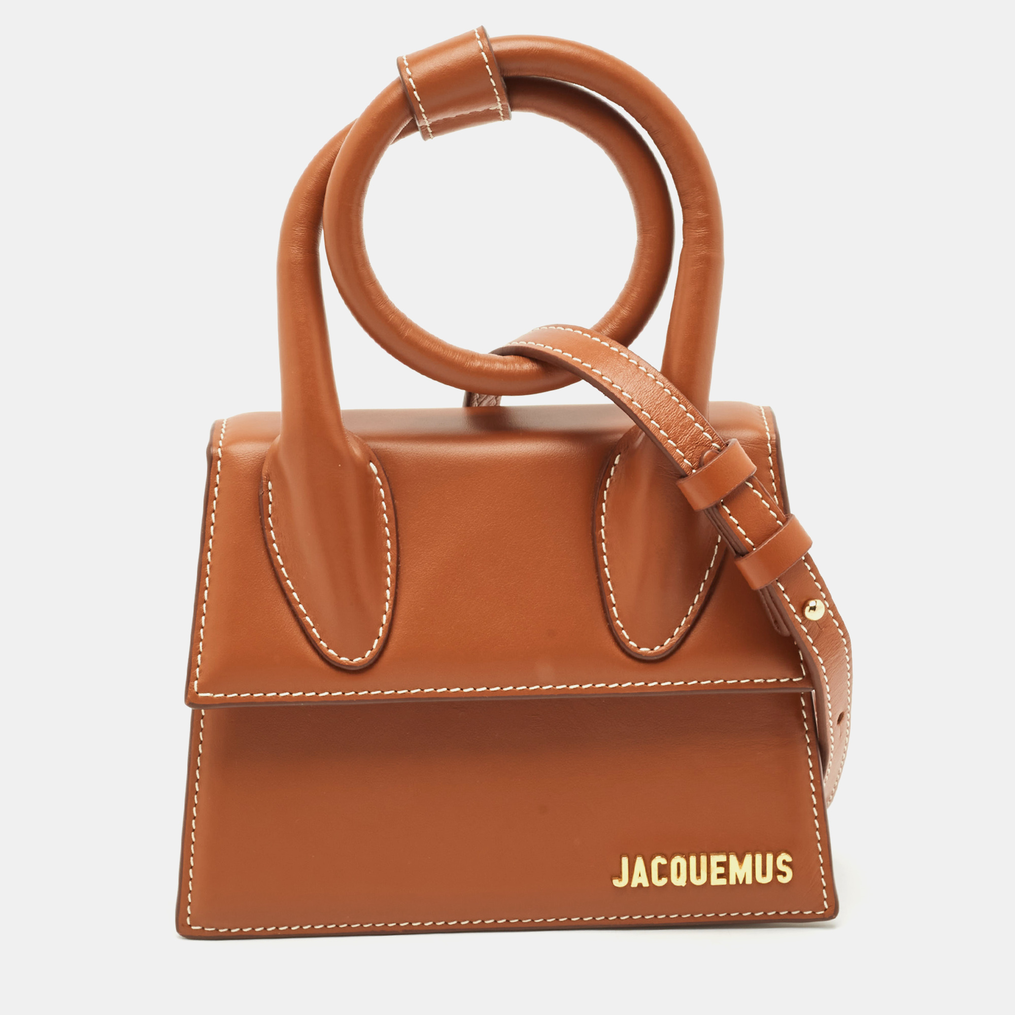 Pre-owned Jacquemus Brown Leather Le Chiquito Noeud Top Handle Bag