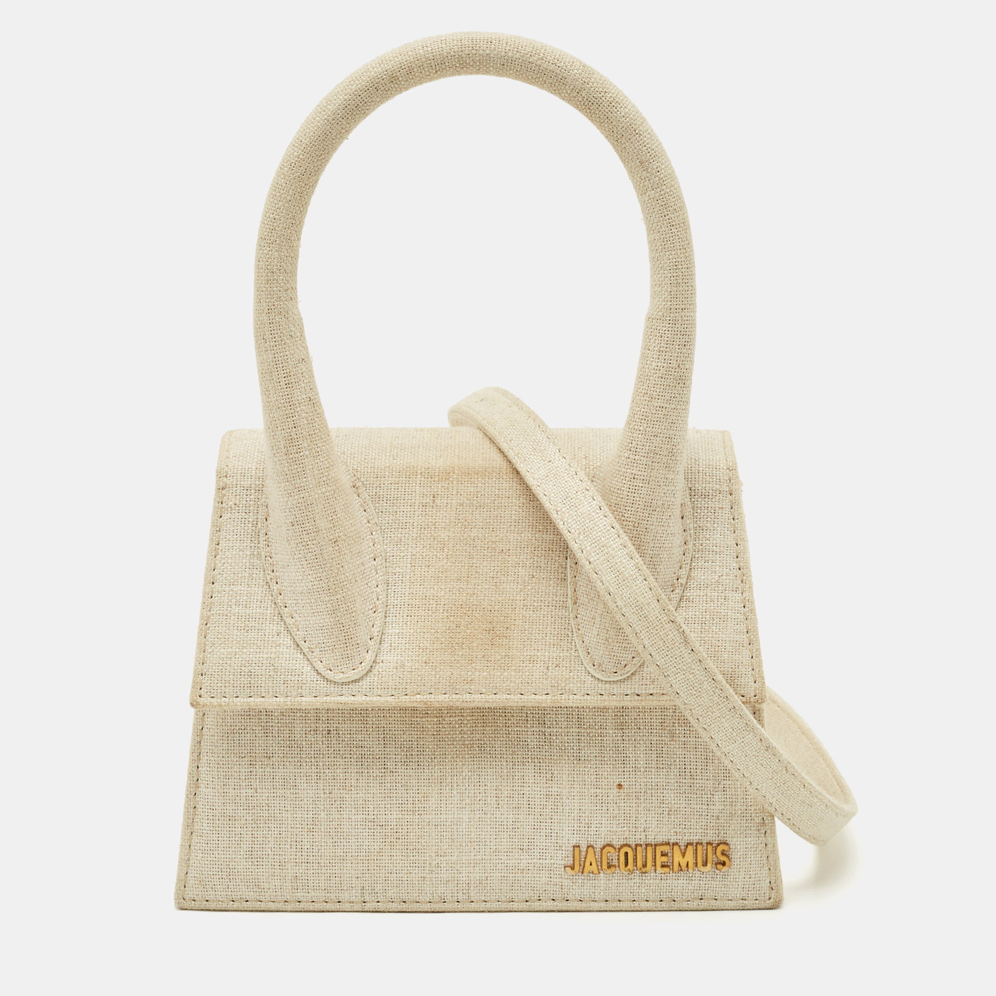 Pre-owned Jacquemus Beige Canvas Le Chiquito Moyen Top Handle Bag In Sand