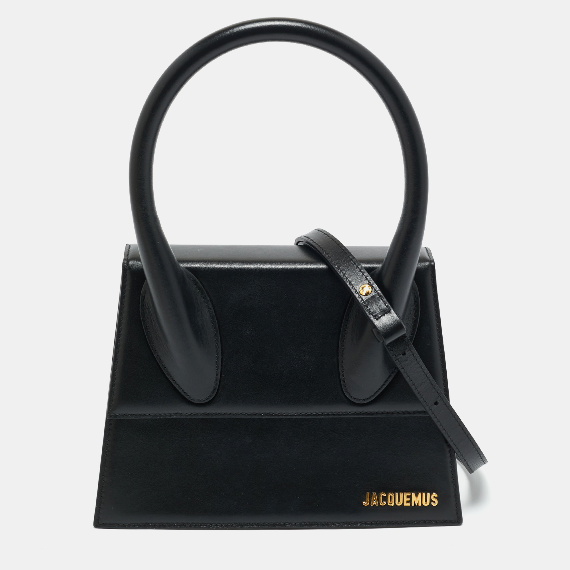 Pre-owned Jacquemus Black Leather Grand Le Chiquito Top Handle Bag