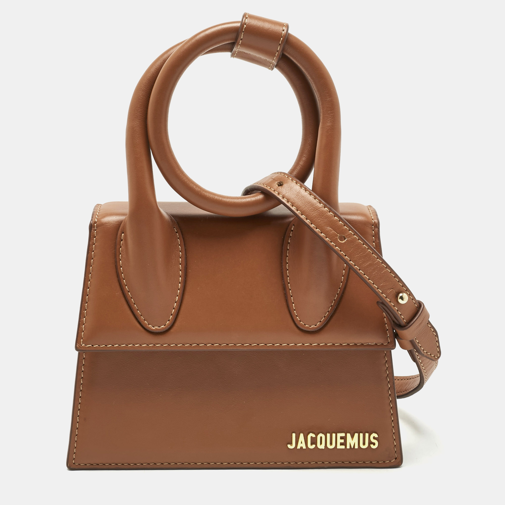 

Jacquemus Brown Leather Le Chiquito Noeud Top Handle Bag