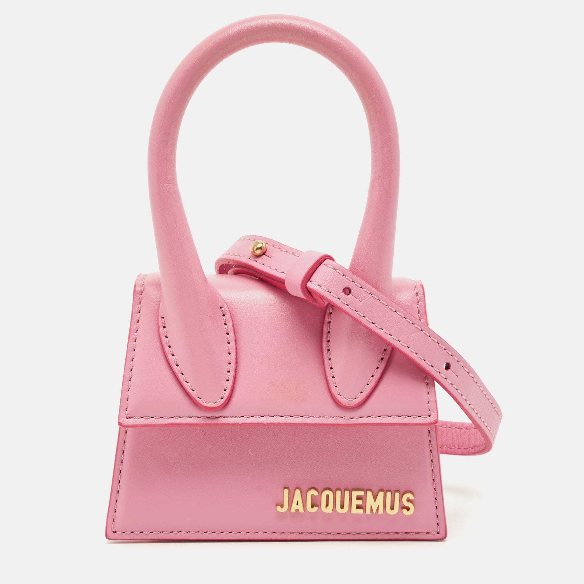 Pre-owned Jacquemus Pink Leather Mini Le Chiquito Top Handle Bag