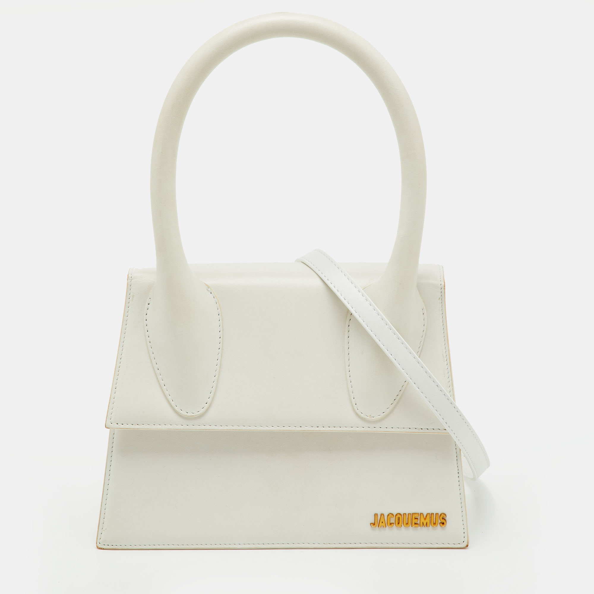 Pre-owned Jacquemus White Leather Grand Le Chiquito Top Handle Bag