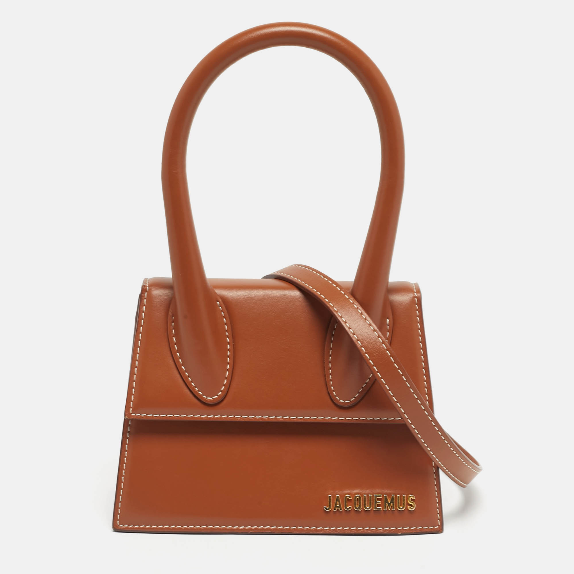 

Jacquemus Brown Leather Le Chiquito Moyen Top Handle Bag