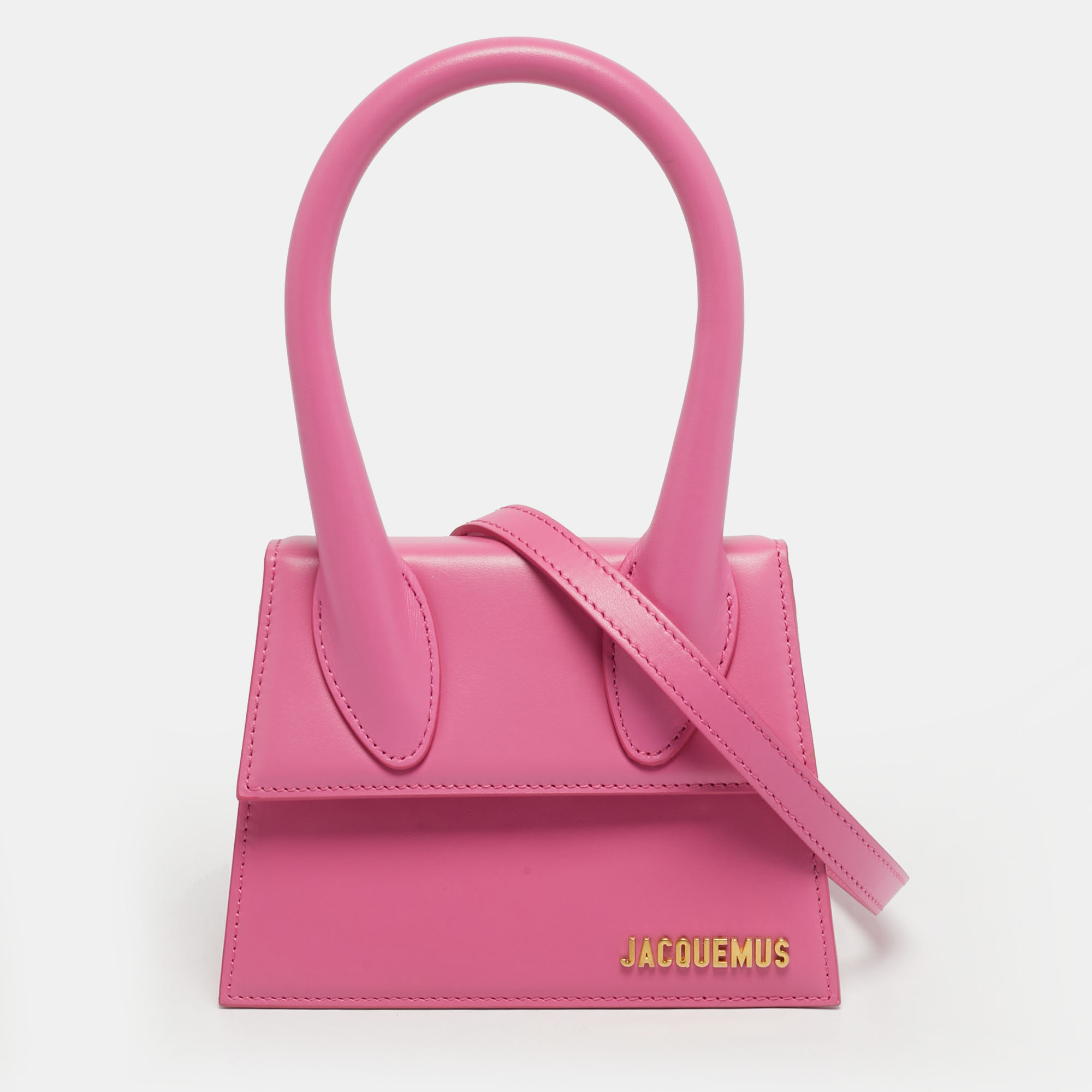 Click to view more detailed imagery on our partner's website Pre-owned Jacquemus Pink Leather Le Chiquito Moyen Top Handle Bag