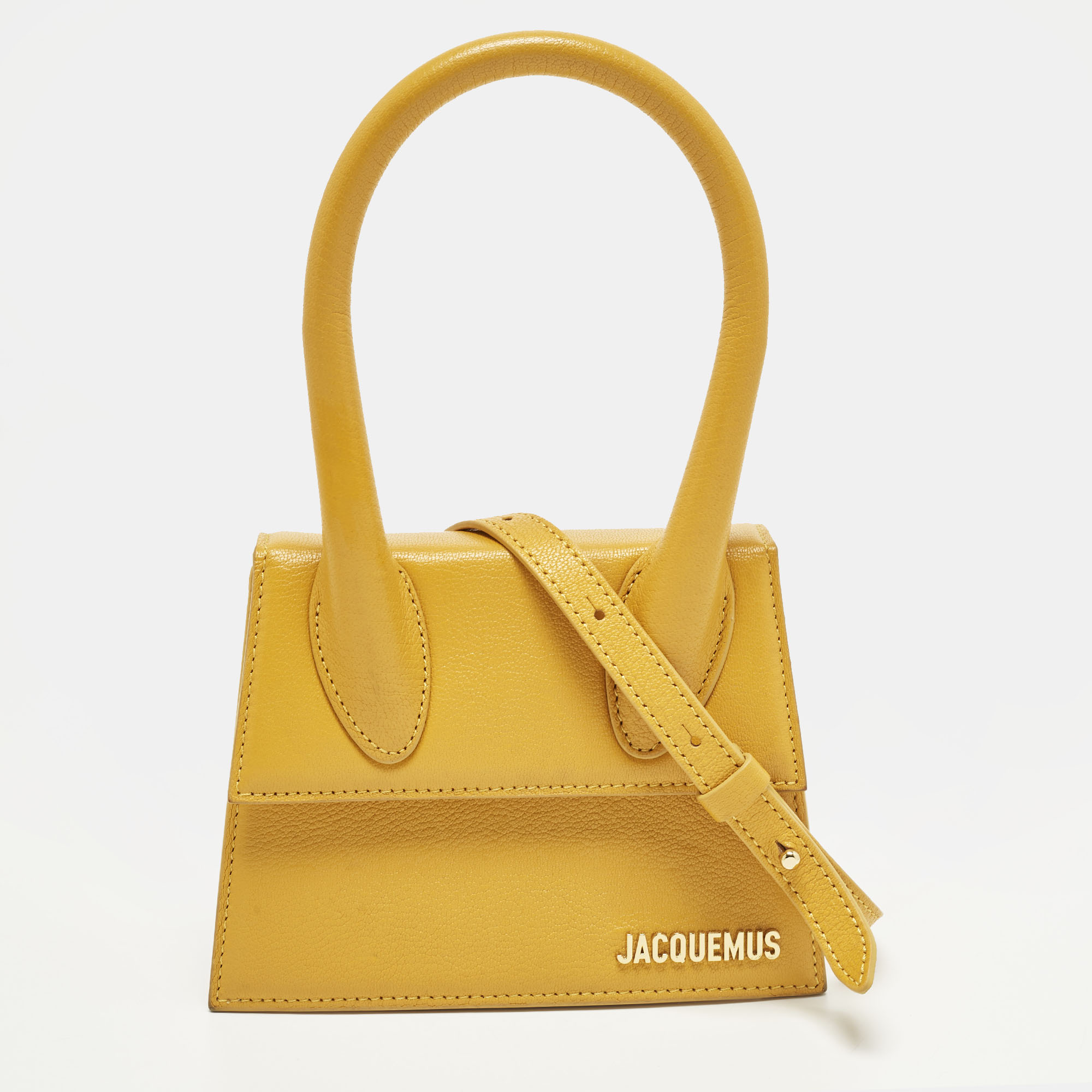 

Jacquemus Le Chiquito Moyen Yellow Leather Top Handle Bag
