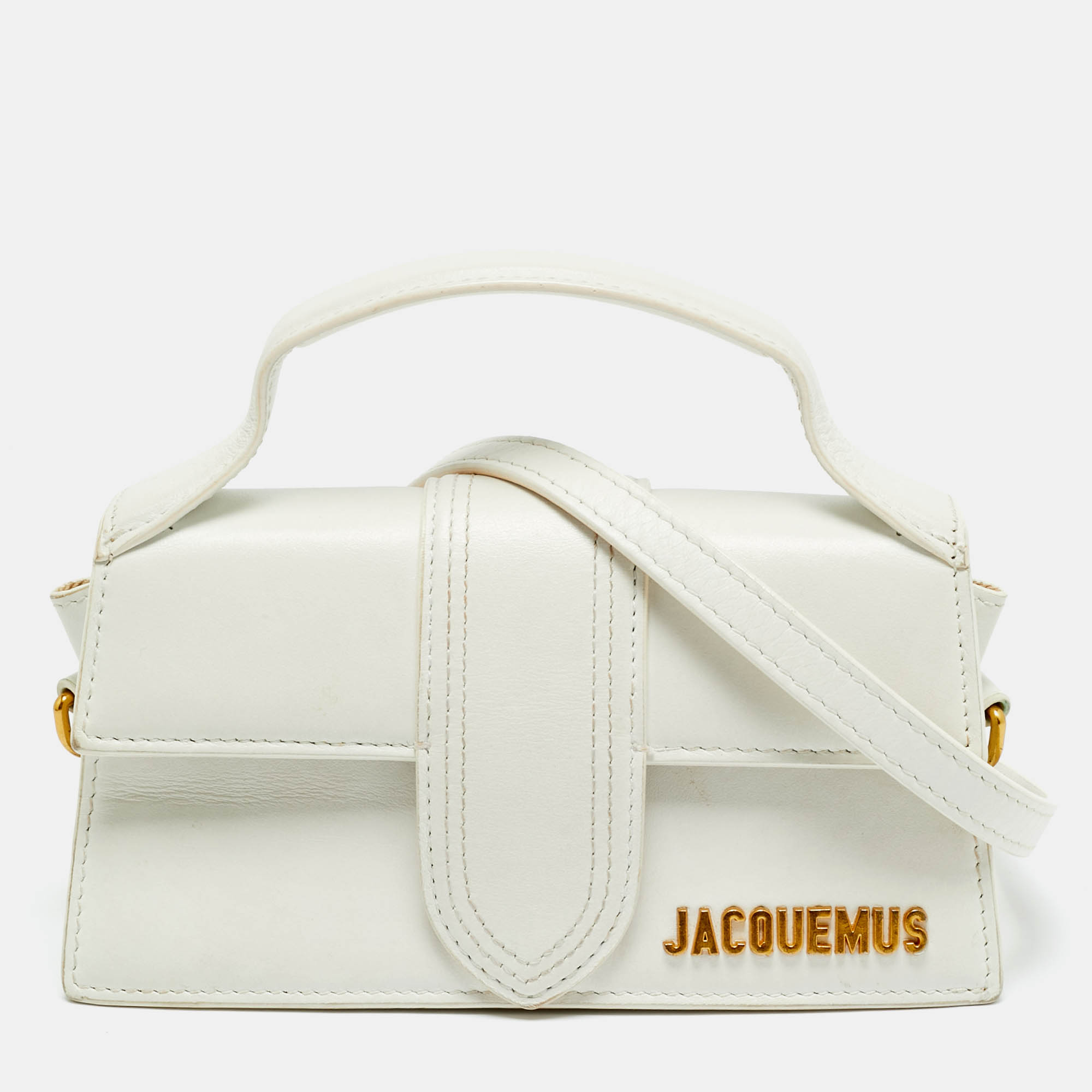 

Jacquemus Le Bambino Mini White Leather Top Handle Bag