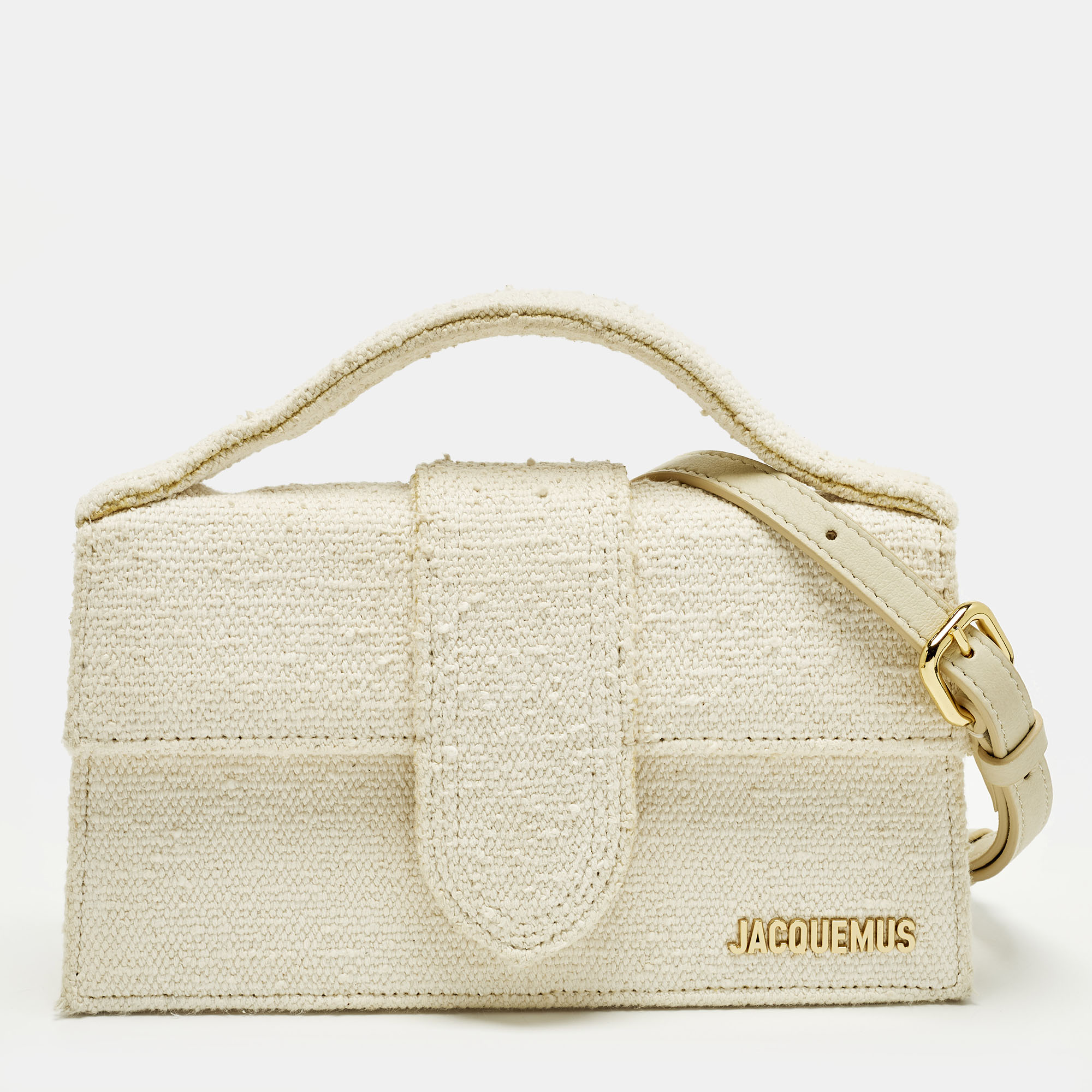 

Jacquemus Le Bambino Grand Off White Canvas Top Handle Bag