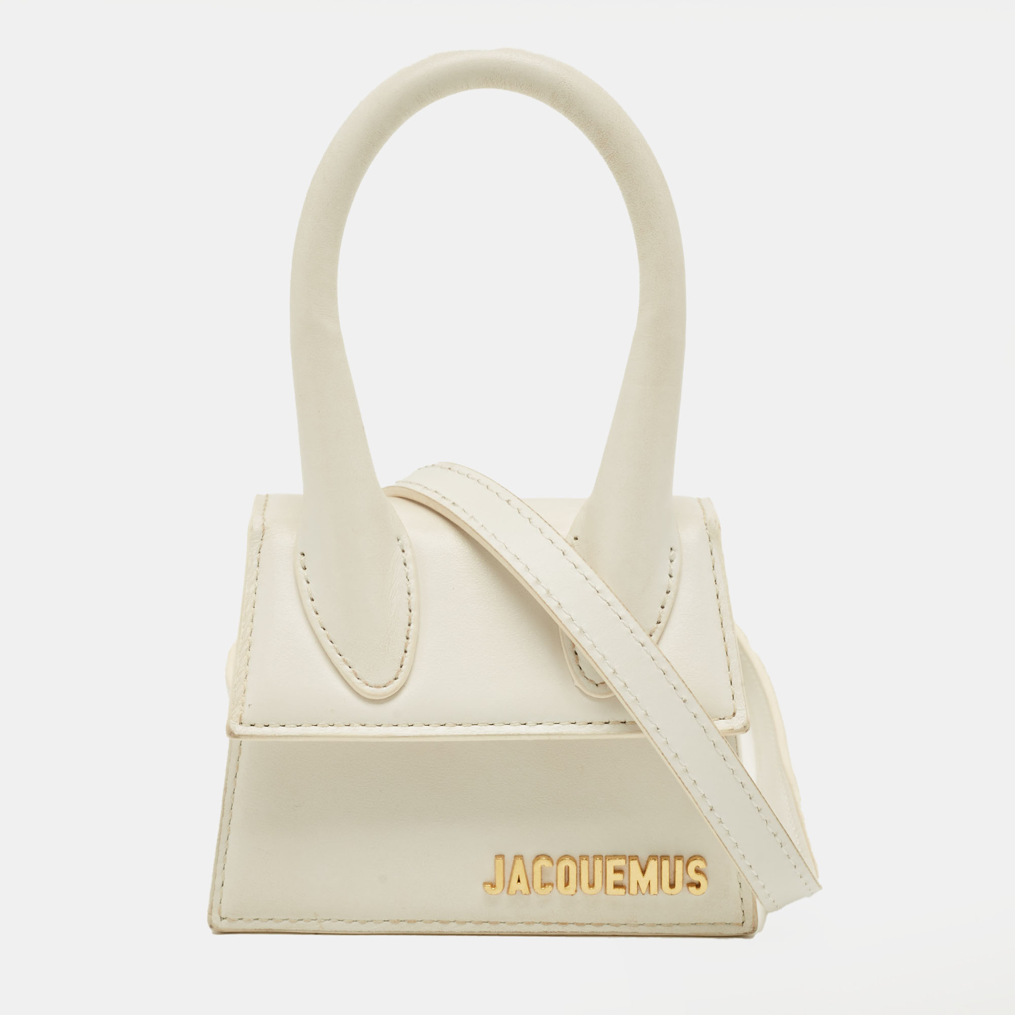

Jacquemus Le Chiquito Mini White Leather Top Handle Bag