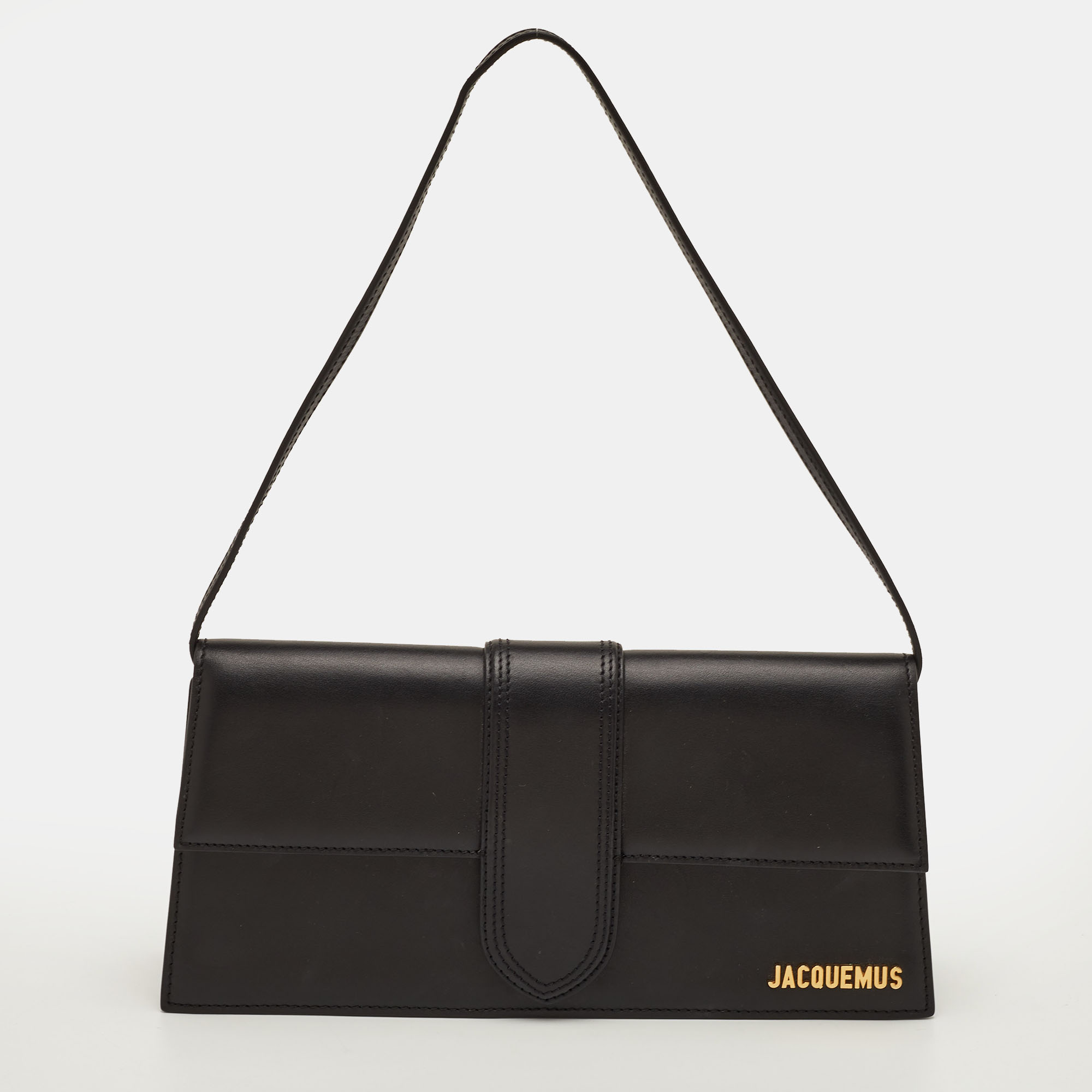 

Jacquemus Le Bambino Long Black Leather Flap Shoulder Bag