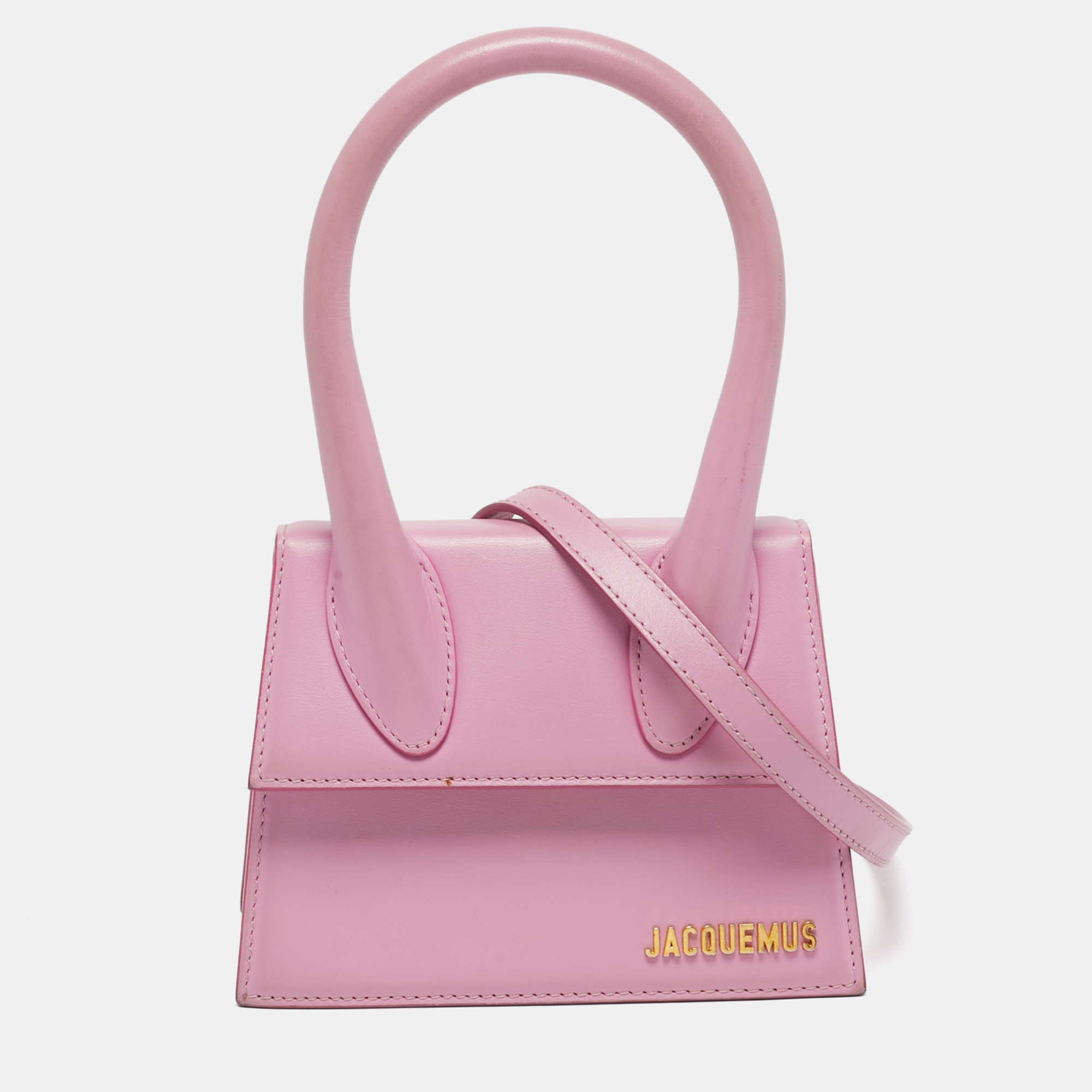 

Jacquemus Le Chiquito Moyen Pink Leather Top Handle Bag