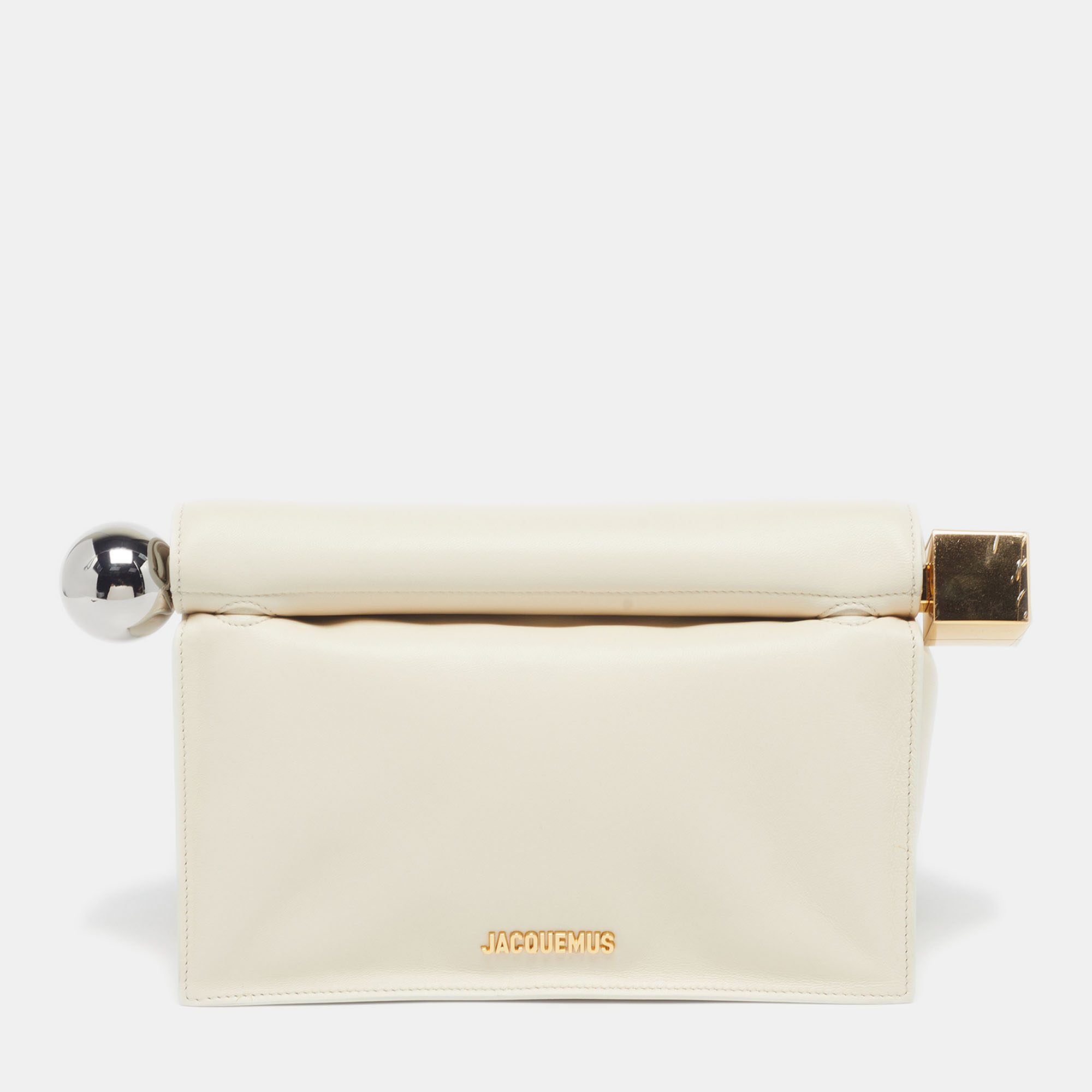 

Jacquemus La Rond Carré Ivory Leather Pochette, White