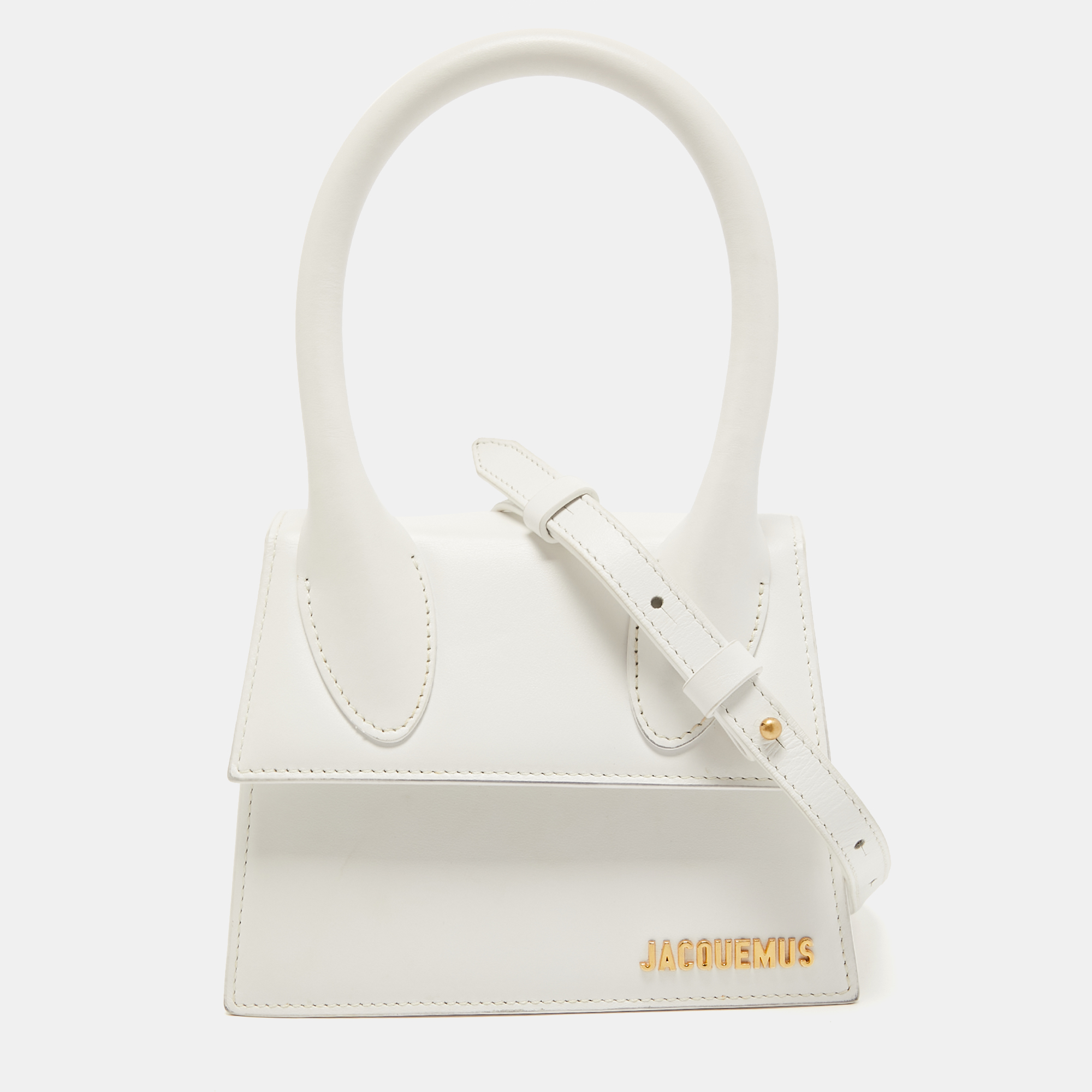 Pre-owned Jacquemus White Leather Le Chiquito Top Handle Bag | ModeSens